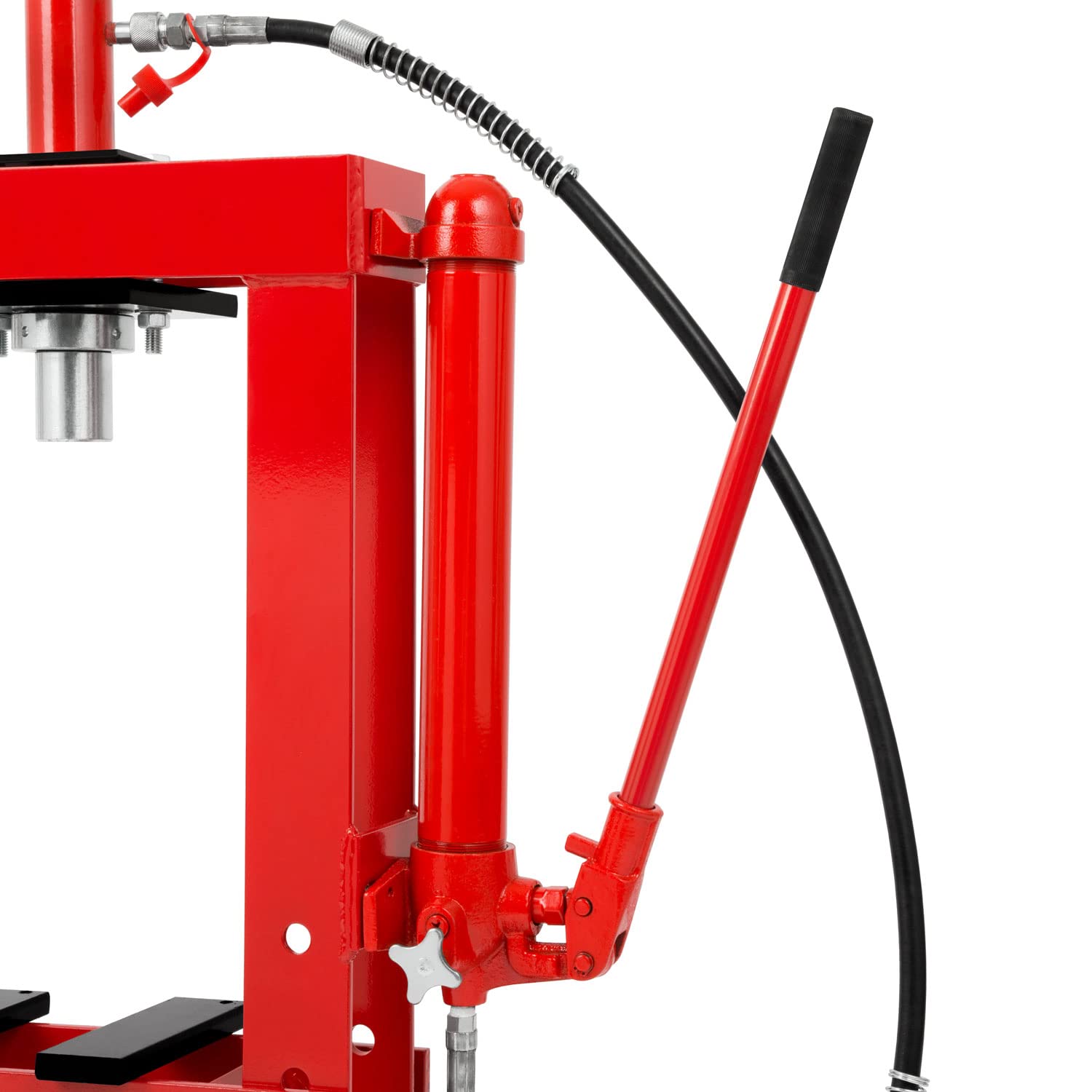 EBERTH Prensa hidráulica de taller 10T prensa hidráulica con manómetro, prensa de mesa, altura de trabajo 375 mm, ancho de trabajo 350 mm, altura total 1180 mm, 2 mordazas, cilindro hidráulico