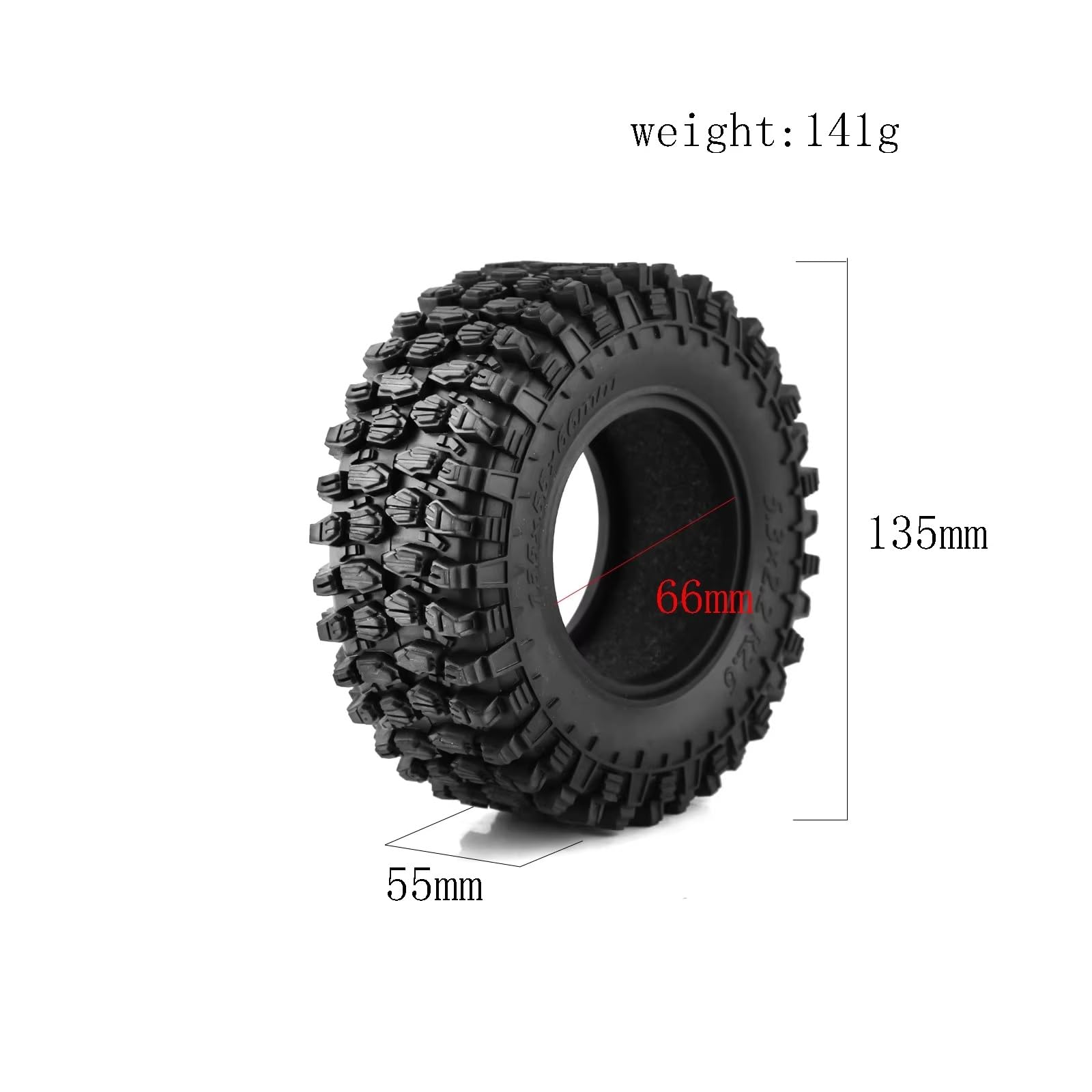 Per RC Auto 1/8 Aggiornamenti Parti Componenti Modifiche Pneumatici In Gomma 2.6 Pollici 135x55x66mm G8 Battistrada Arrampicata Ricambi Modellini RC