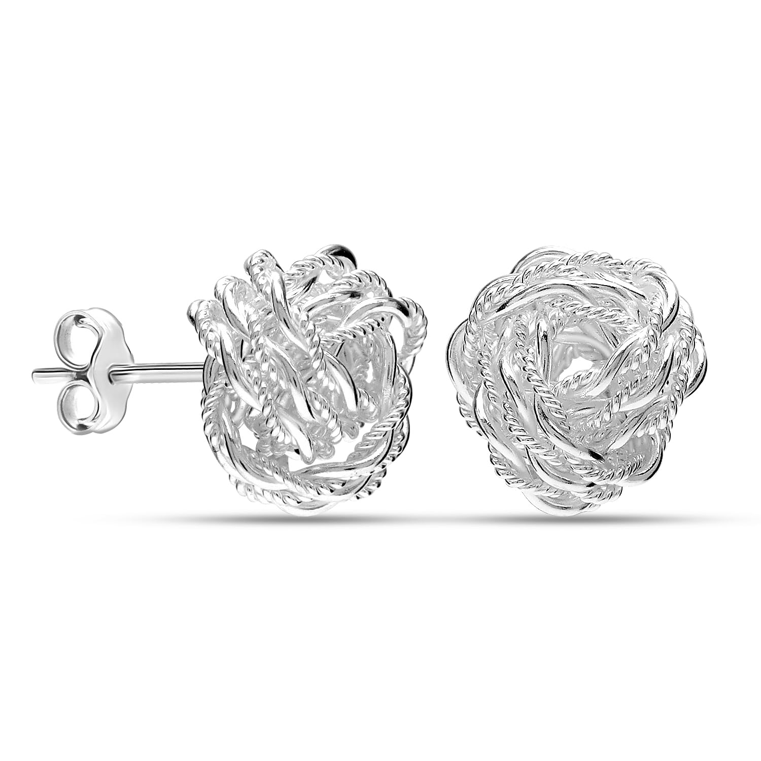 LeCalla Sterling Silber Love Knot Ohrstecker | 925 Silber Classic Love Knot Ohrringe Schmuck | Lightweight Twisted Love Knot Ohrstecker für Frauen