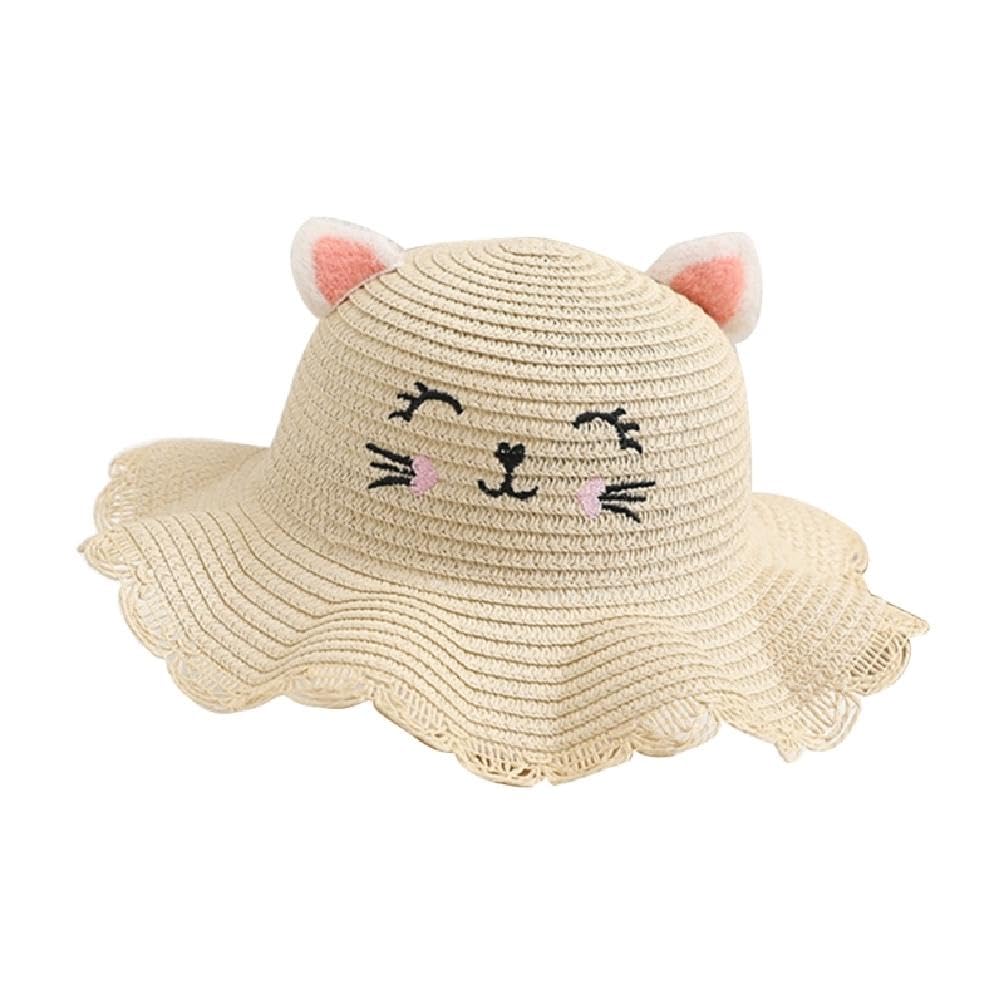 Amazon.co.jp: 素敵なデザインキッズ夏麦わら帽子猫耳型キャップ