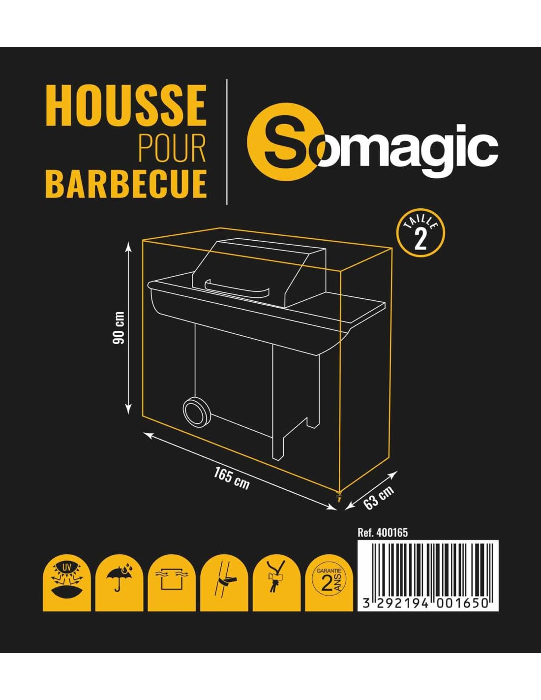 Housse barbecue polyester imperméable bâche protection de gril noir