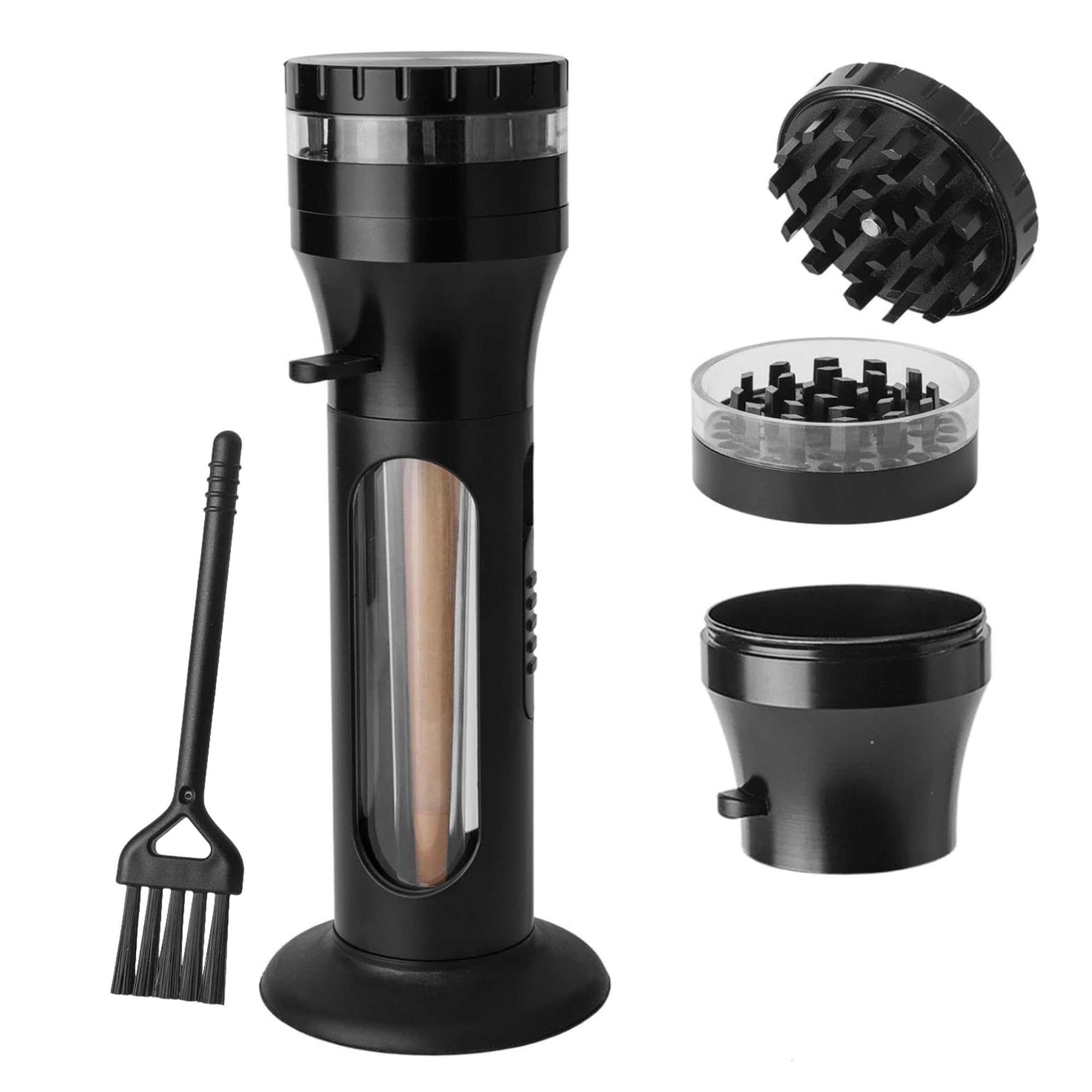 Herb Grinder Cone Loader, Portable Roll Filling Machine, 2 in 1 Kräuterschleifer und Kegelfüller, Schwarz cones joint