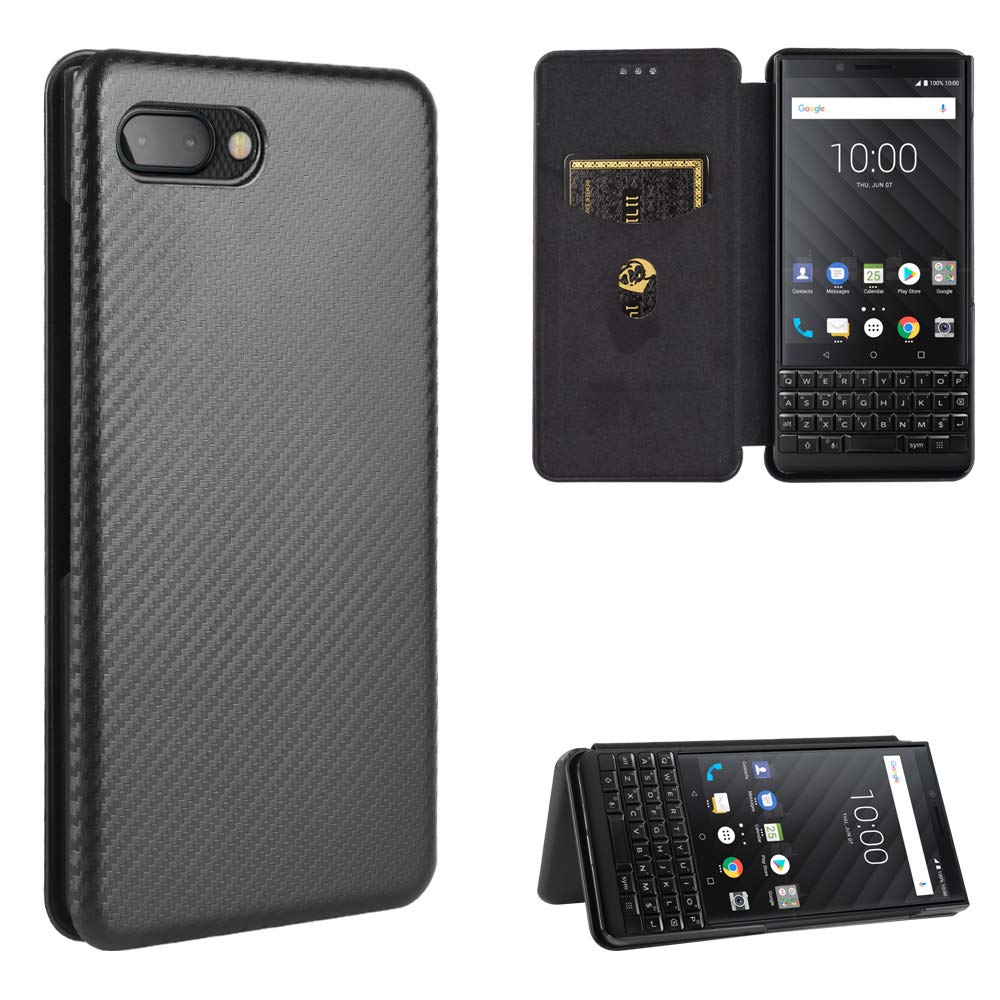 BlackBerry KEY2 Leder-Hülle – Flip Case Mit Kartenfach & Magnetverschluss, Schwarz