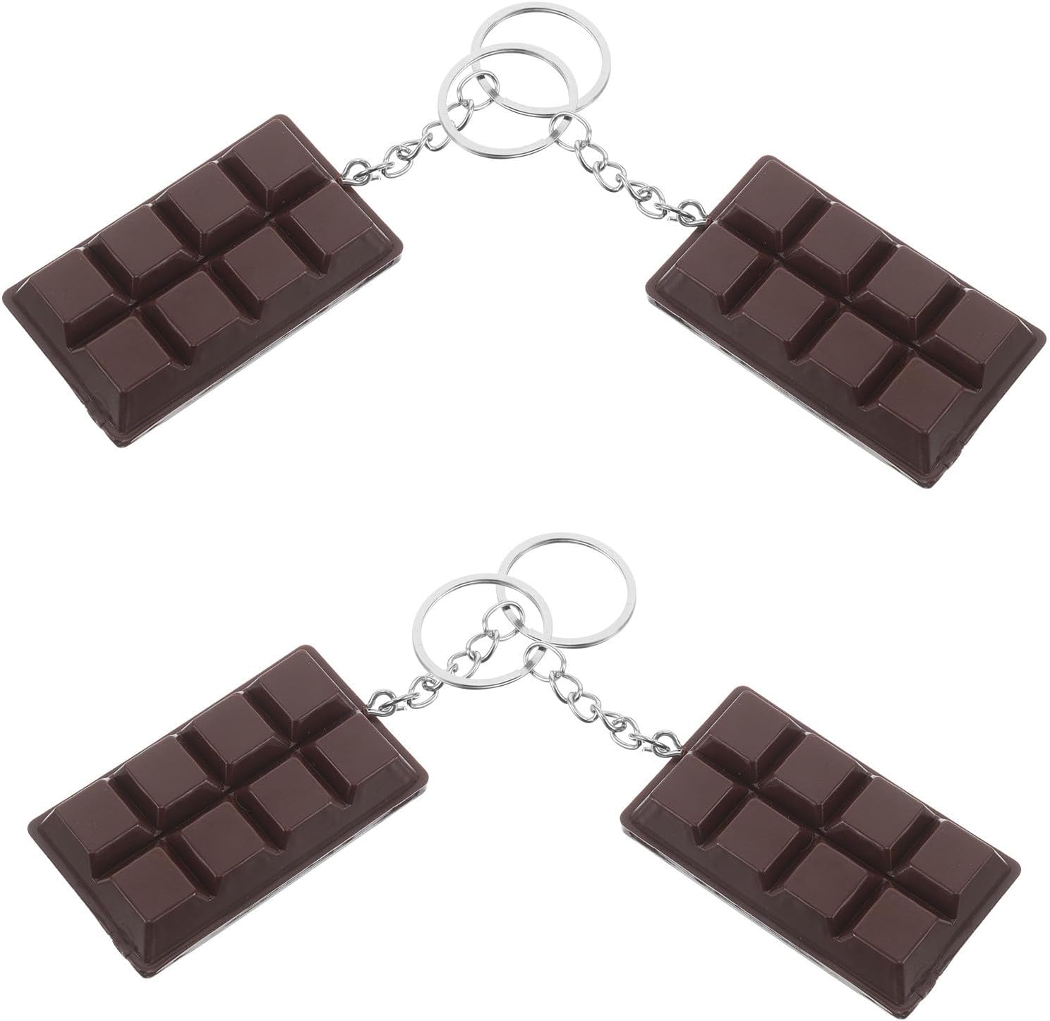 4pcs Coffee Color Chocolate Shape Keychains for Women Cute Pvc Bag Charms and Soothing Tool Accessories for Keys and Backpacks, for Daily Accessories and Occasion
