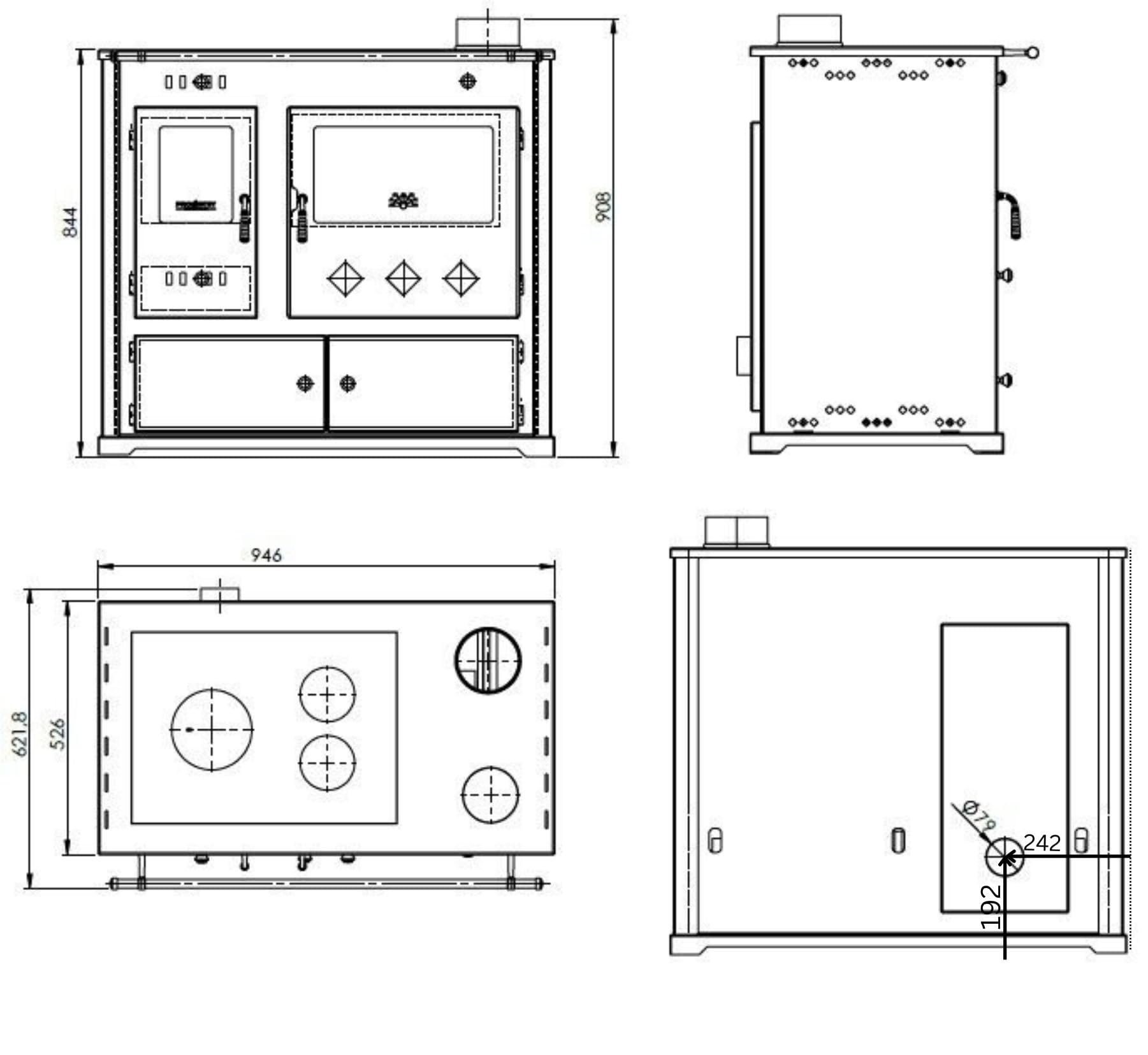 EEK A+, estufa de leña Practik Lux de metal, 9,5 kW, con compartimento y placa de cocción, para taller, sueco, beige/negro