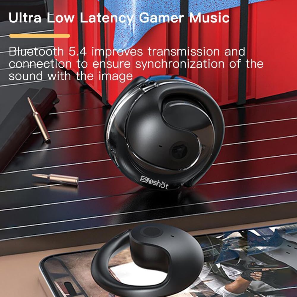 sunshot Ows Open Ear Buds Headphones Bluetooth 5.4,Bone Conducting Air Bone Conduction Headphones, 16mm Drivers,40H Playtime,Open Ear Earbuds IPX5 Waterproof and Noise Reducing Touch (Purple)