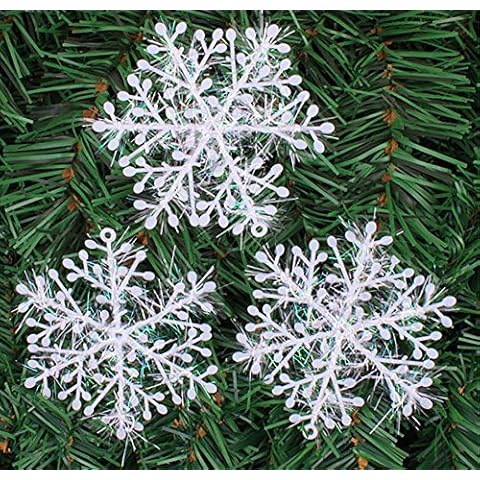 100x Christmas White Snowflakes Decorations Tree Ornaments 11cm Xmas Party Cover