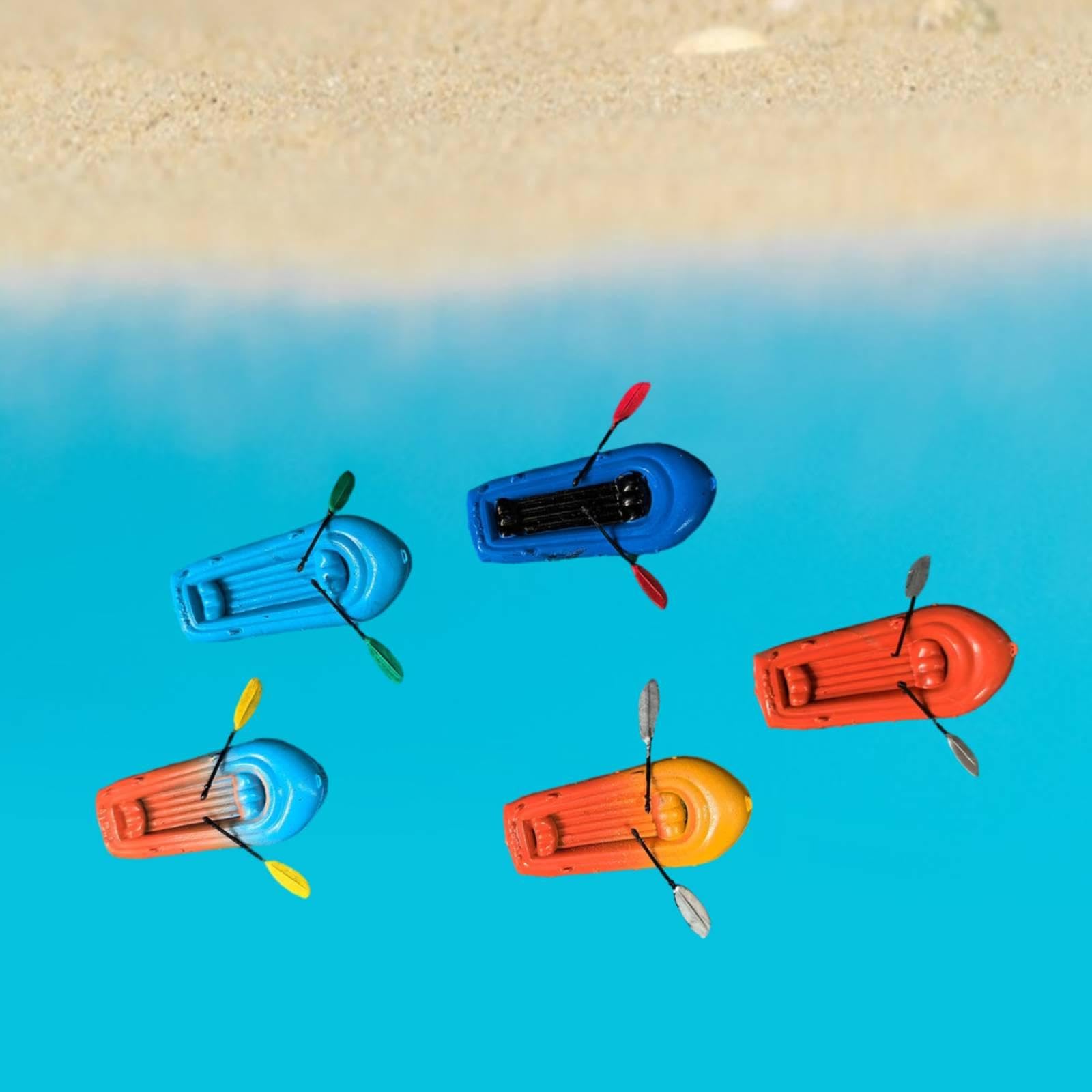 5 Pezzi Modello Kayak Bambola Miniatura Gommone Accessori Raft Barca Micro Resina Adatto per Gioco Ragazzi Decorazione Sport Acquatici Ferrovia