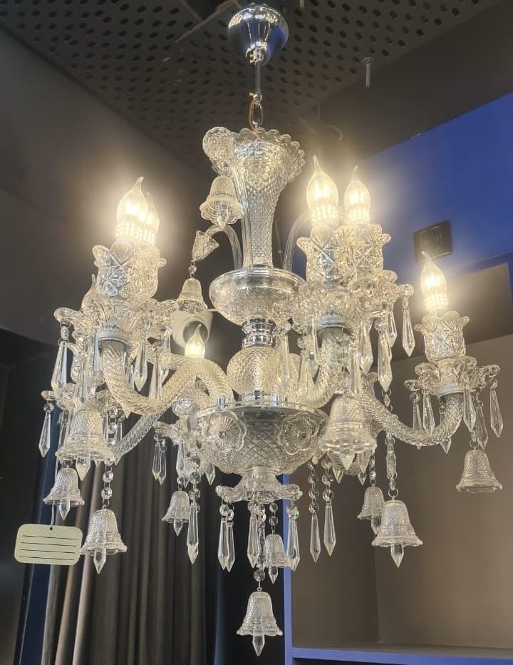 Image of Sanleen Antique Modern Contemporary Glass Chandelier Ceiling Lighting Lamp Hanging Chandelier (6 Lamp) (24 Inch) (Design 11)