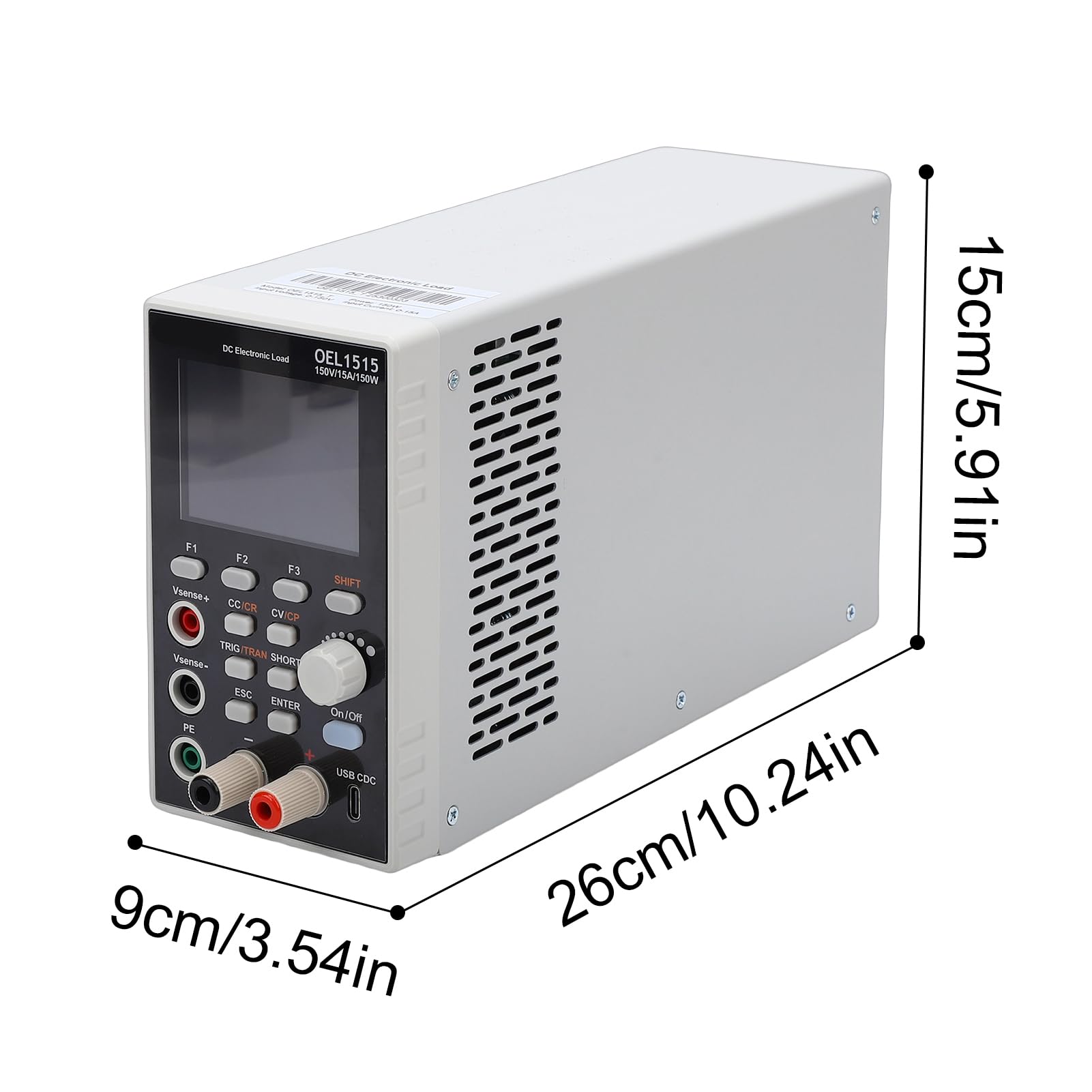 Eujgoov 150 W Programmierbare Elektronische DC-Last, Deckt CC CV CR CP-Modi ab, 0–150 V, 0–15 A, USB RS232, Zum Testen der Batteriestromversorgung mit 110 V AC-Ausgang, DC-USB-LED-Licht (EU-Stecker