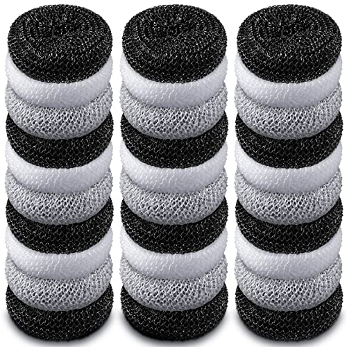 Image of Blulu 30 Pieces Plastic Dish Scrubbers for Dishes Pot Round Nylon Pad, Mesh Scouring Non Scratch Pads (Simple Colors)