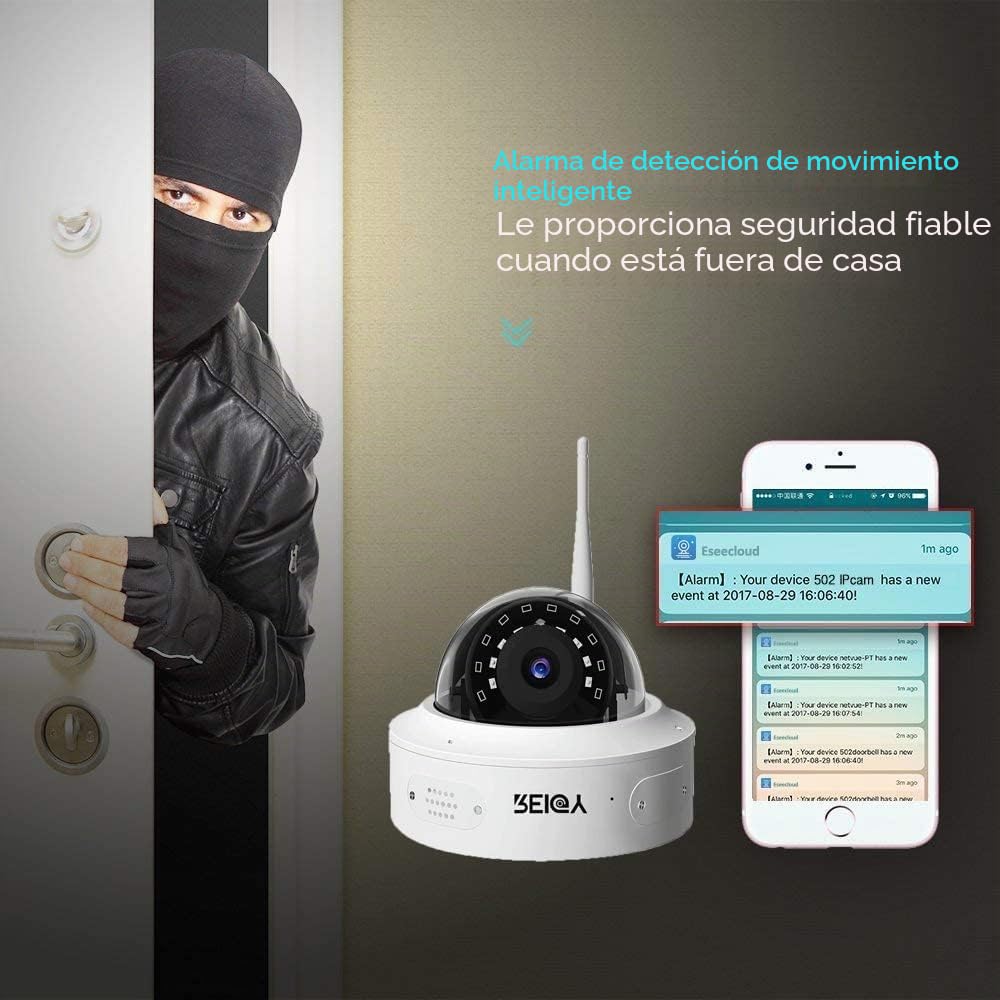 REIGY 3MP Cámara IP WiFi para Exteriores/Interiores, Cámara de Vigilancia a Prueba de Eexplosiones 1296P, Aplicación de Alarma de Visión Nocturna a Prueba de Ggua Compatible con iOS/Android