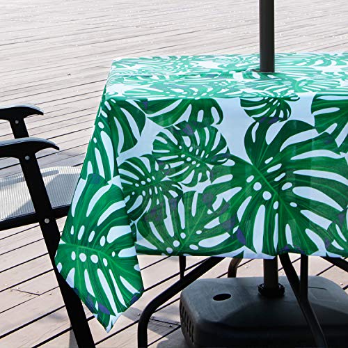 Image of EHouseHome Outdoor Indoor 60inch SquareTablecloth with Umbrella Hole and Zipper, Waterproof Zippered Patio Table Cloths, Spring /Summer Table Covers for Backyard Circular Table /BBQs /Picnic