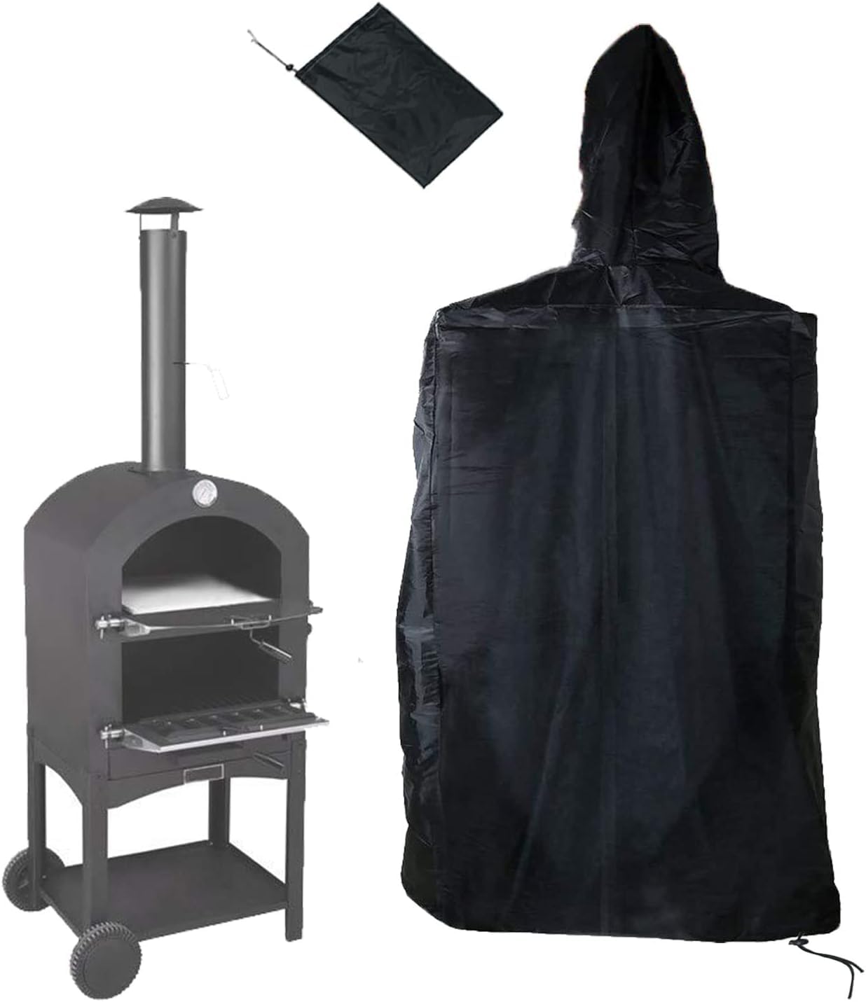 Copertura per Barbecue da Giardino Impermeabile 65x45x165cm Copertura per Barbecue A Gas da Esterno in Tessuto Oxford 210d con Borsa Portaoggetti Antivento Ti-UV, Black, 58X45X168cm
