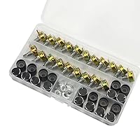 Vista 7 de WMYCONGCONG 20 PCS B10K 10K Ohm eje moleteado lineal rotatorio potenciómetro cónico con perilla negra (WH148) Kit