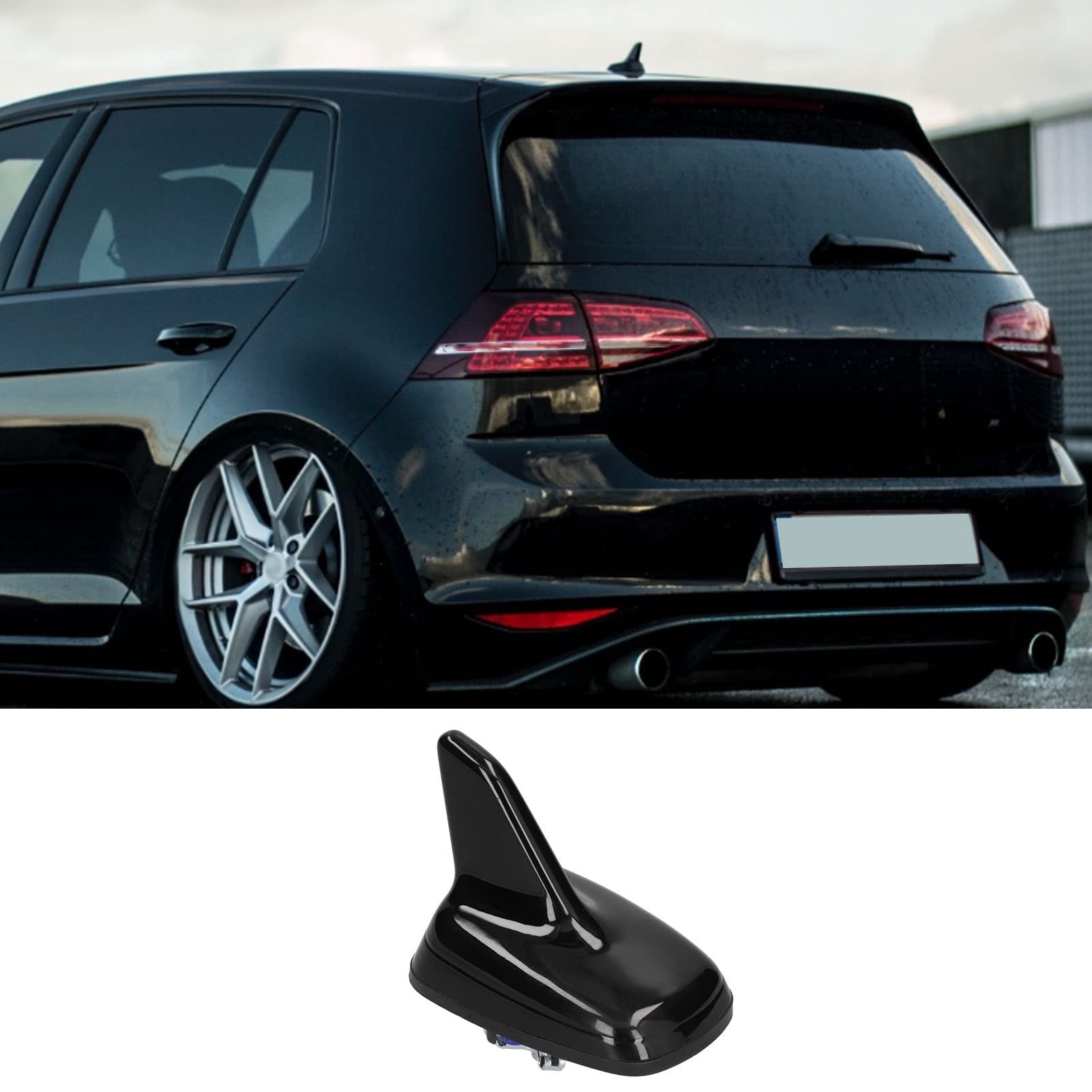 Antenna a Forma di Pinna Nera Lucida per GPS e GSM, Montante Universale in Metallo ABS
