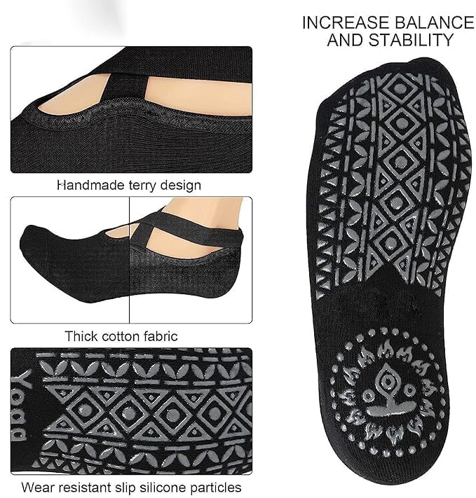 Image of 2 pair Non-Slip Football Socks for Men & Women | Grip Sports Socks with Cushioning | Anti-Skid, Breathable Cotton Crew Socks for Soccer, Rugby, Cricket, Gym, Yoga