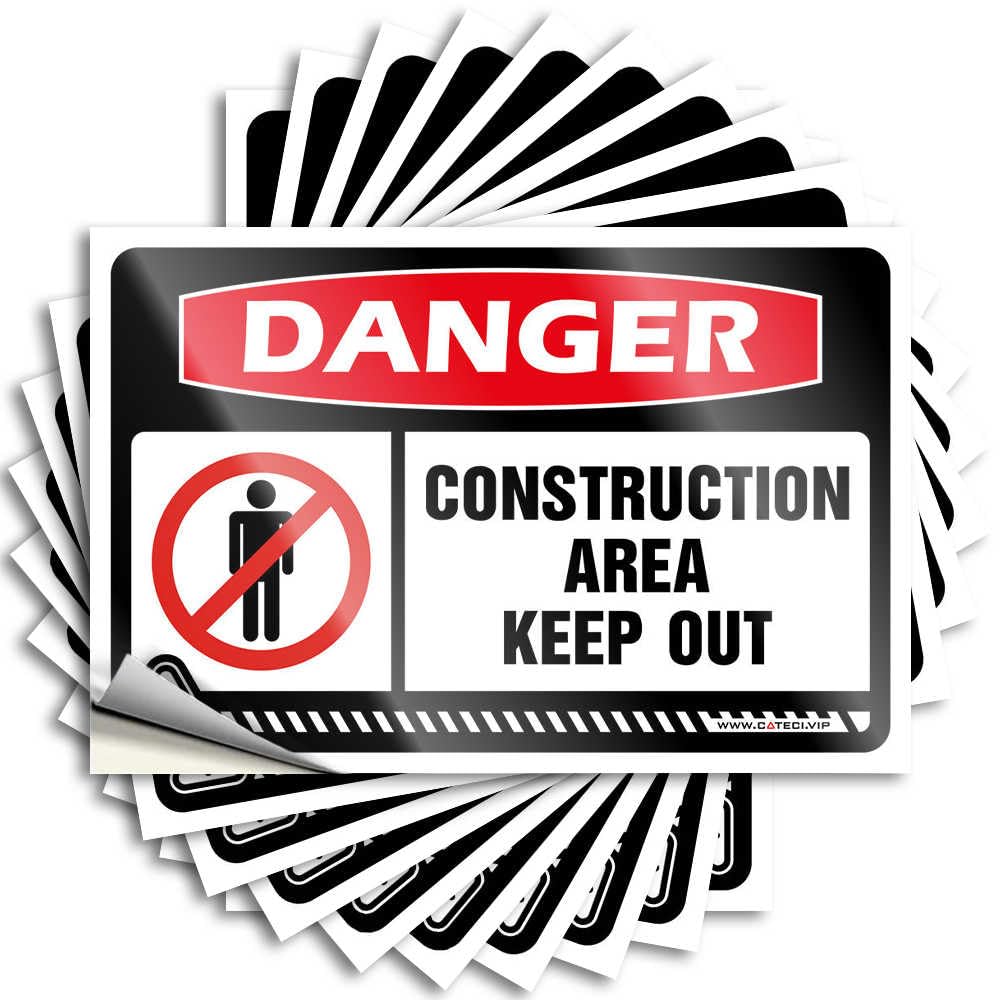 Tool Box Stickers Custom Laminated Funny for Adult Waterproof Vinyl - Danger Construction Area Keep Out/Signs Man Cave(12X18CM-6Pcs)