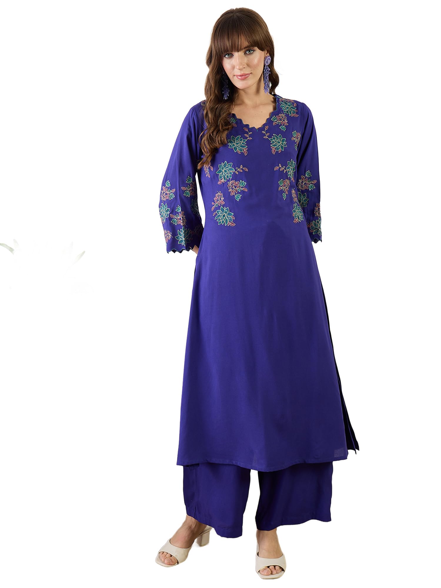 indo era Womens Viscose Rayon Printed Kurta Pant Set-picture-16