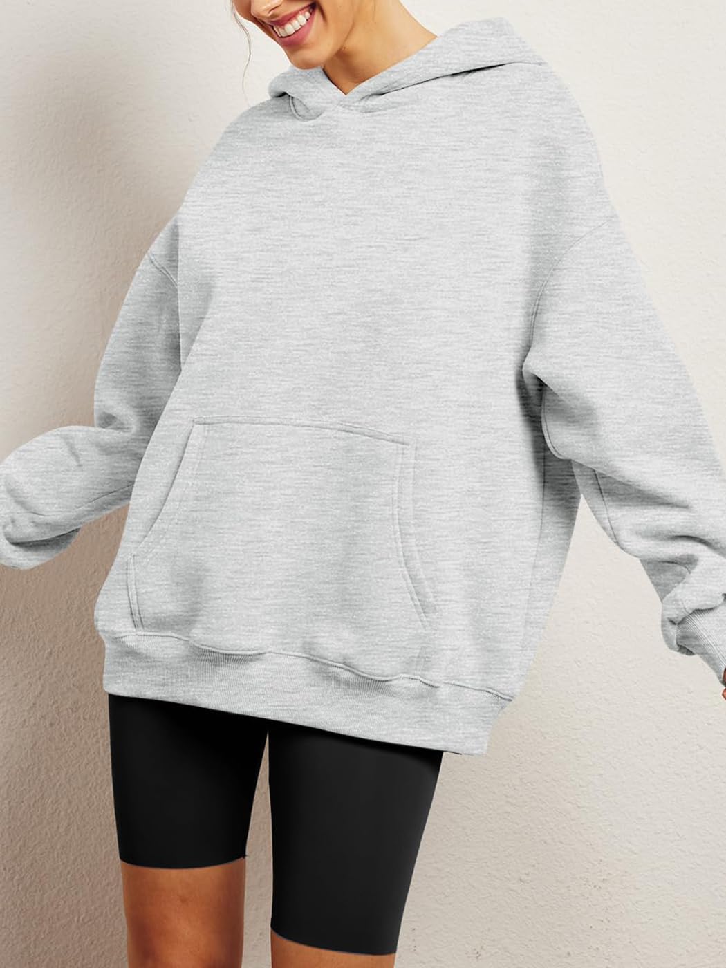 ABYOVRT Sudadera para Mujeres Oversize con Capucha Holgada con de Forro Polar básico Liso Talla Grande Hoodie Suave y Confortable Suelto Manga Larga Suéter Cálido Pullover Otoño Invierno,S-XXL