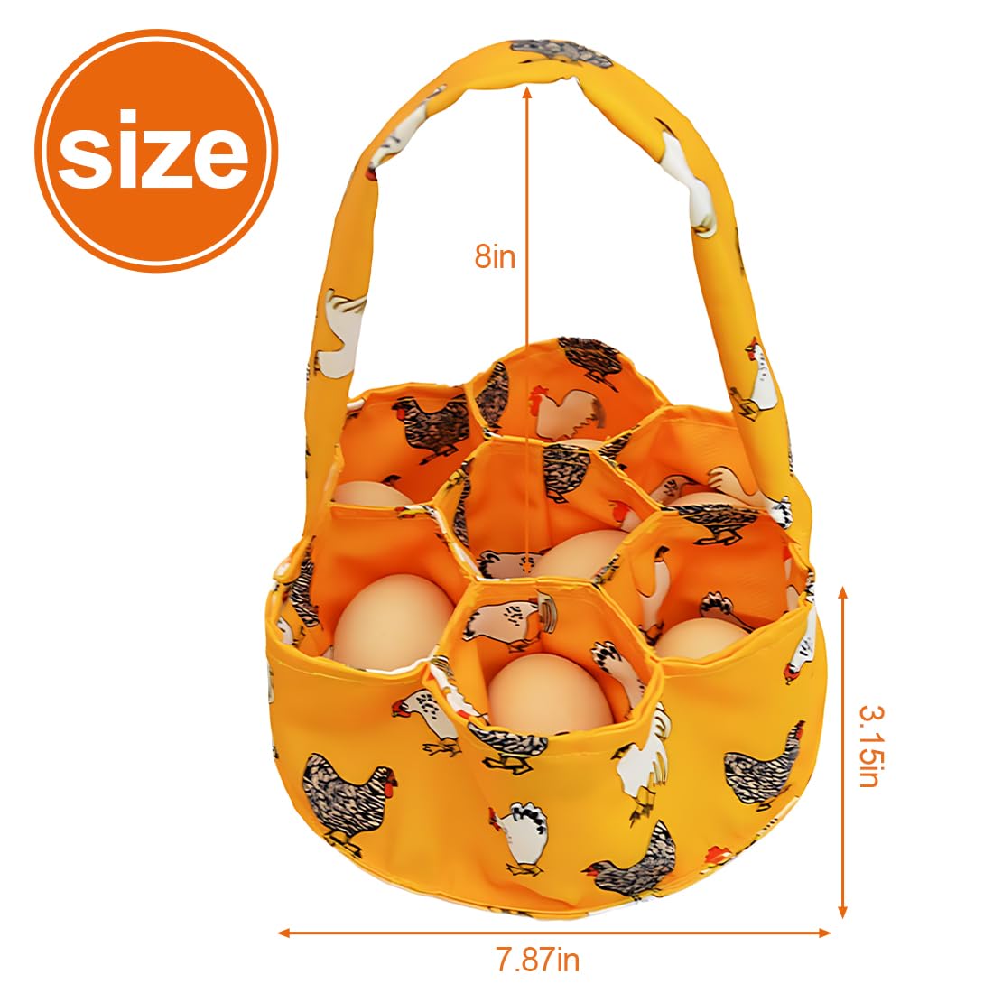 Cesta recolectora de Huevos, 7 Bolsas Reutilizables de Pulpa para Guardar Huevos de Gallina o Manualidades de Pascua en el Jardín