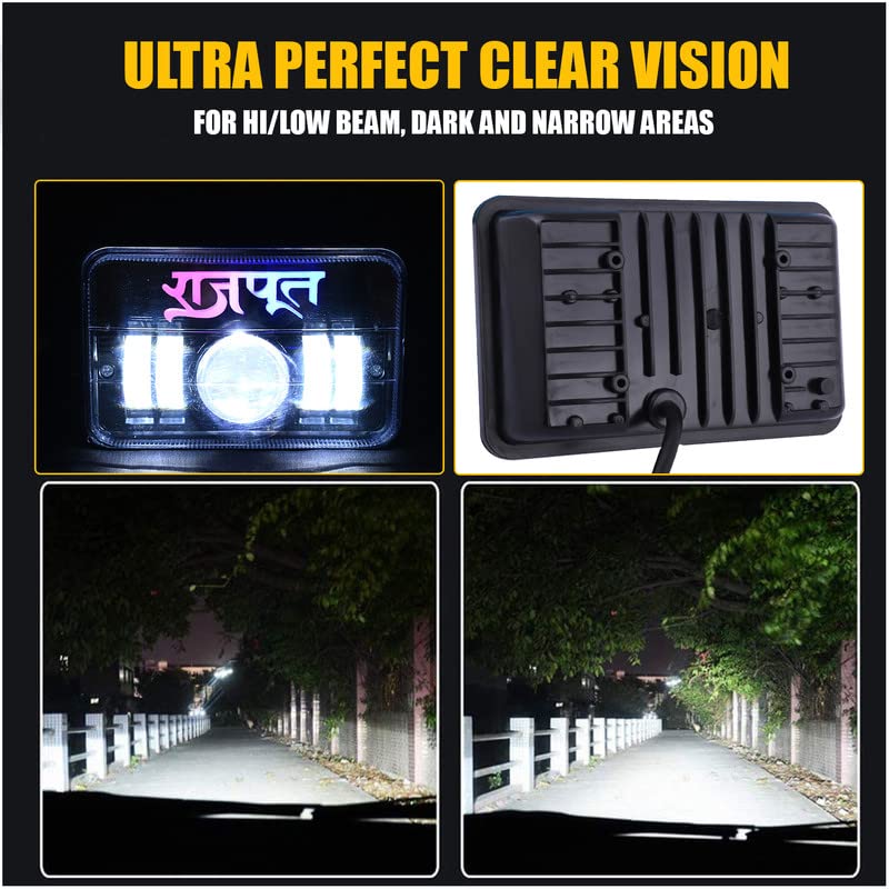 Image of AllExtreme 4 LED RAJPUT Headlight 50W 1 Projector Lamp Bright Headlamp DRL Light with Heat Dissipation Beam Compatible with Splendor Bike Motorcycle