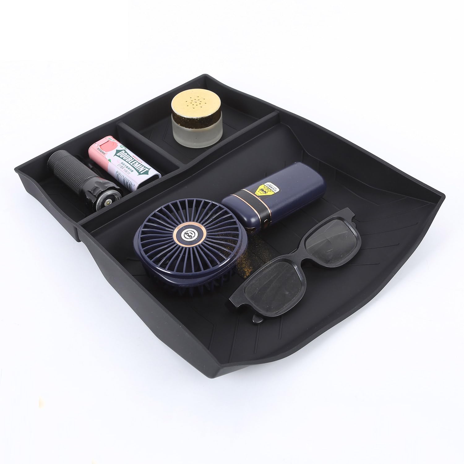 SHIFENG Per NUOVO 2025 LR Defender 90 110 130 Console inferiore Vassoio di Immagazzinaggio Scatola Organizzatore Interno Silicone Pad Protettivo Accessori (nero)