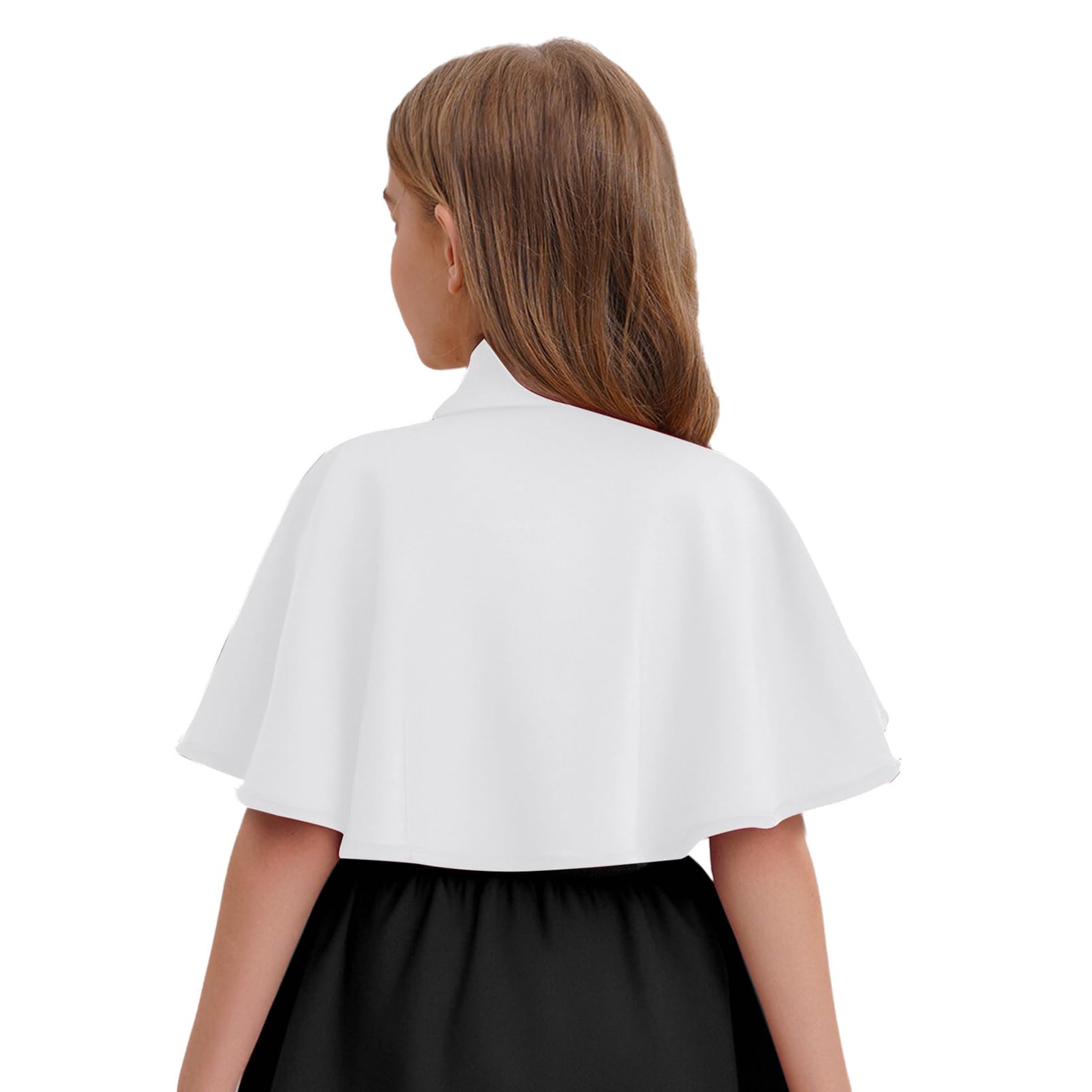 Aislor Cape à Capuche Bébé Fille Princesse Boléro Broderie Florale à Volants Couche Dentelle Chemise Haut à Nouer pour Fête Cérémonie Baptême Photographie Ya-Blanc 3-5 Ans