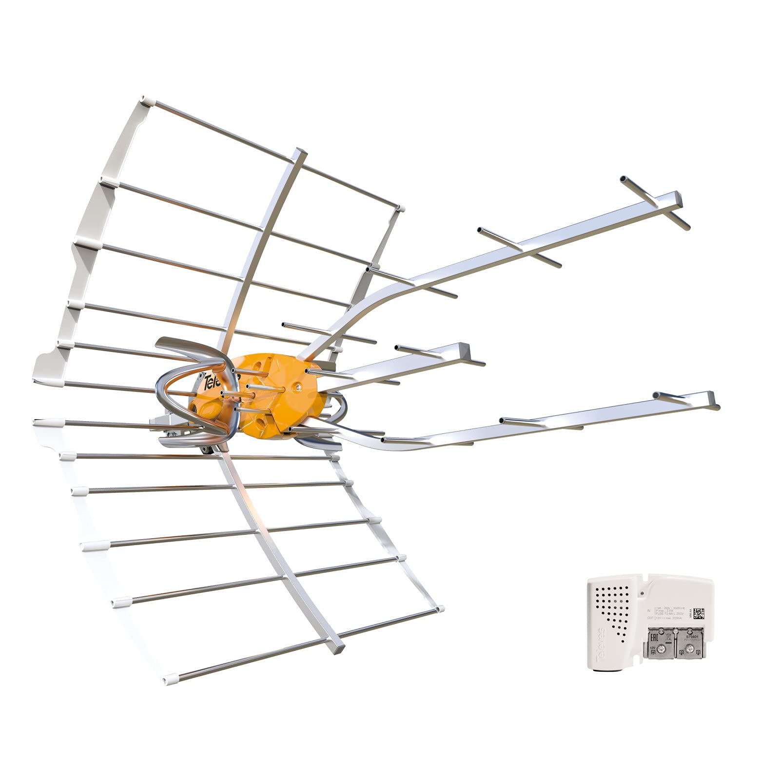 Televes Antenna + fonte di alimentazione TV Ellipse UHF con precedente 148922. Pronto per il 5G Canali 21 Al 48