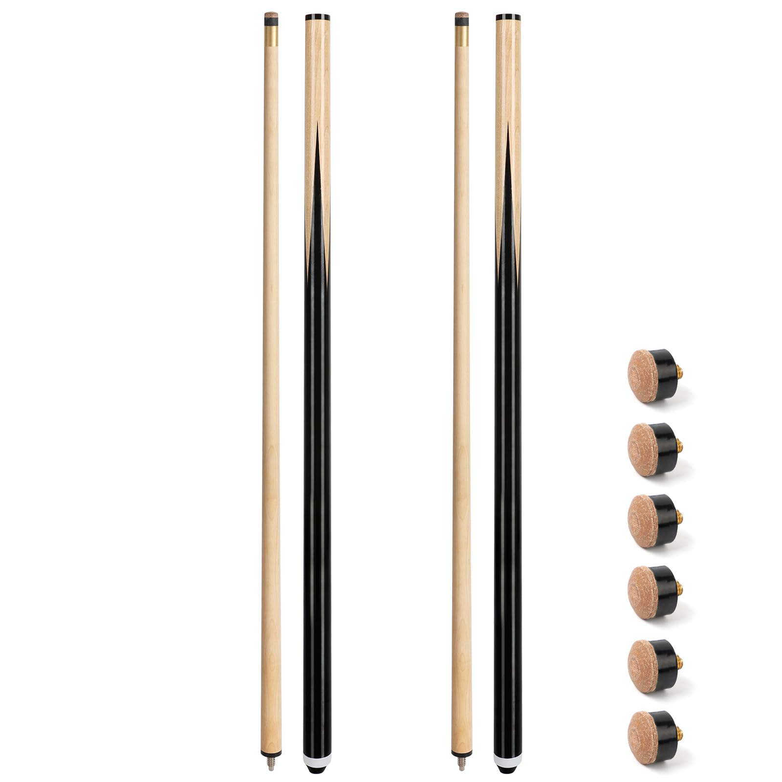 LOTKEY Pool Cue Stick,52" Pool Cue Set of 2 Billiard Cues Sticks for Professional,Pool Sticks for Adults 18oz House Bar with 13MM Leather Screw On Pool Cue Tips 6 Pieces