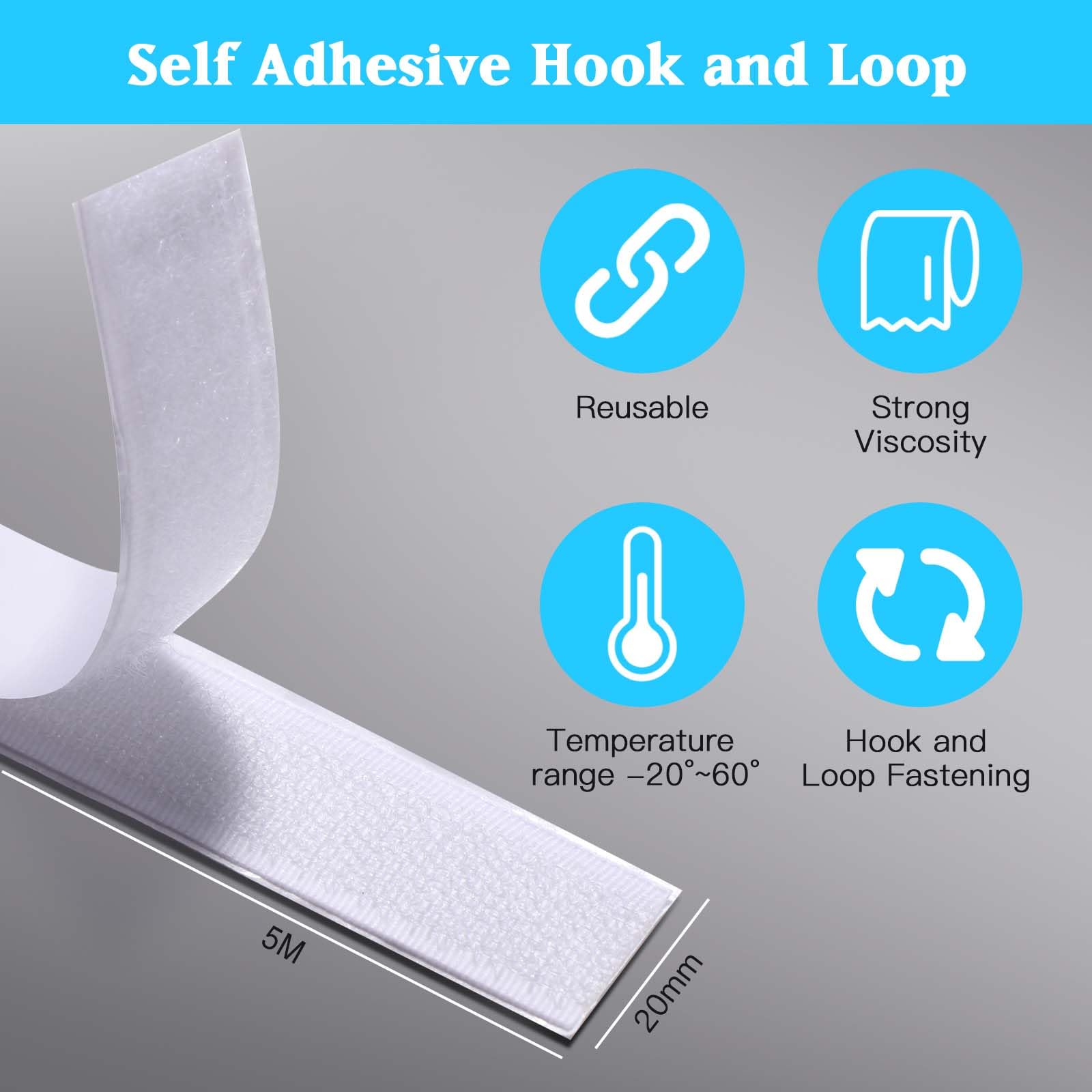 Visiter la boutique Vinabo Vinabo Scratch Autocollant Double Face 5 M X 20 MM, Hook Loop Rubans Ruban AdhéSif Puissant à Crochets Et Boucles pour La Couture (Blanc) in use
