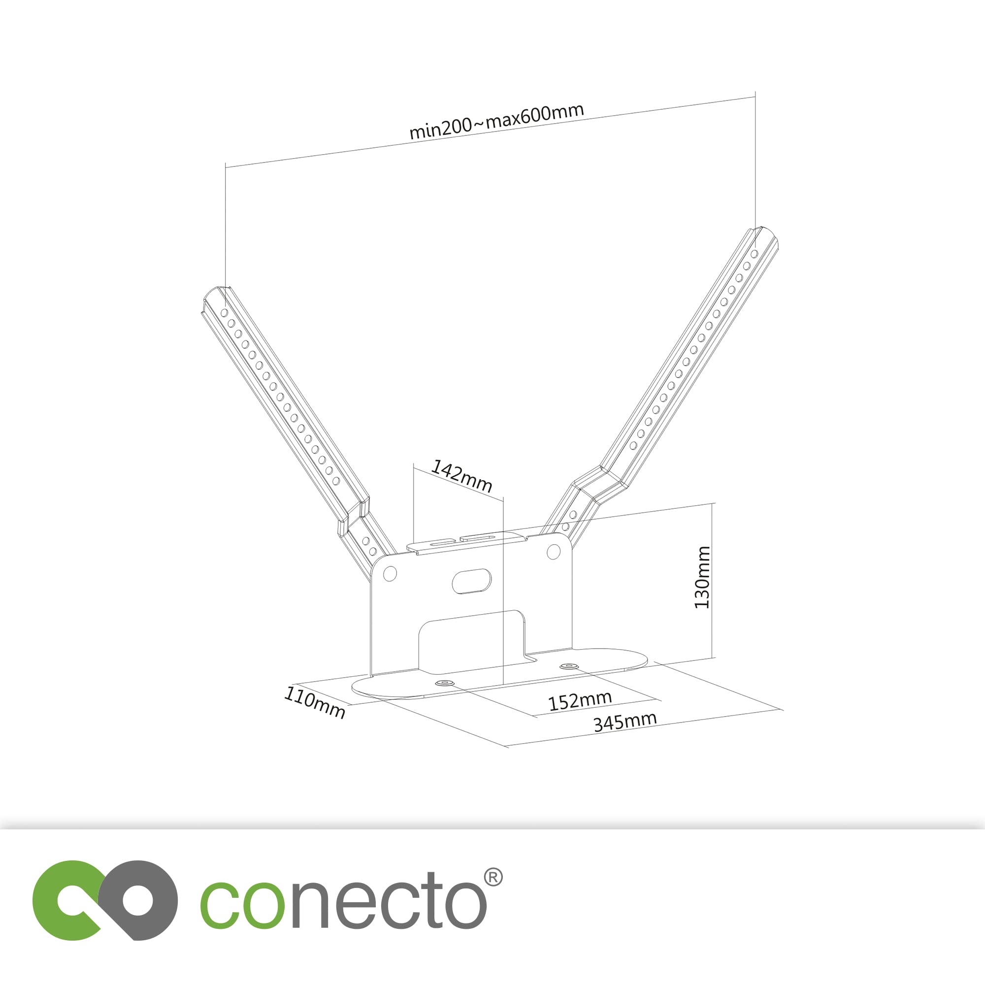 conecto, staffa per altoparlante per il montaggio diretto sulla TV per SONOS Beam Soundbar, materiale: acciaio e alluminio, bianco