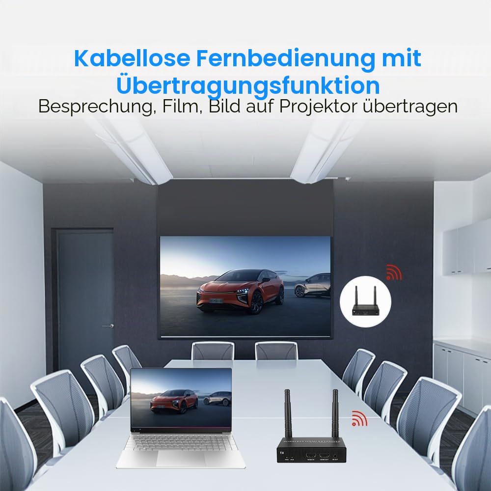 EXVIST 100M 4K@30FPS HDMI Wireless Extender Sender-Empfänger mit HDMI Loop-Out, bis zu 328 Fuß, IR-Unterstützung, geeignet für die Videoübertragung von Laptop, PC, YouTube, PS4 auf HDTV oder Projektor
