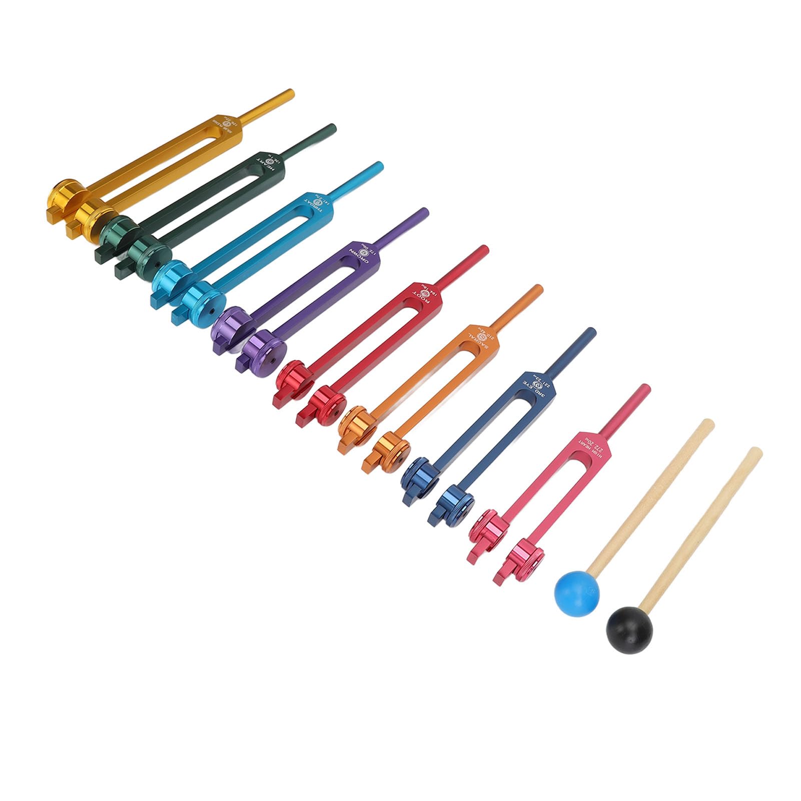 BRRNOO Set di Diapason Risonanti 8 Pezzi, Diapason in Lega di Alluminio per Terapia del Suono e Rilassamento con Bacchette per Accordatura, Custodia