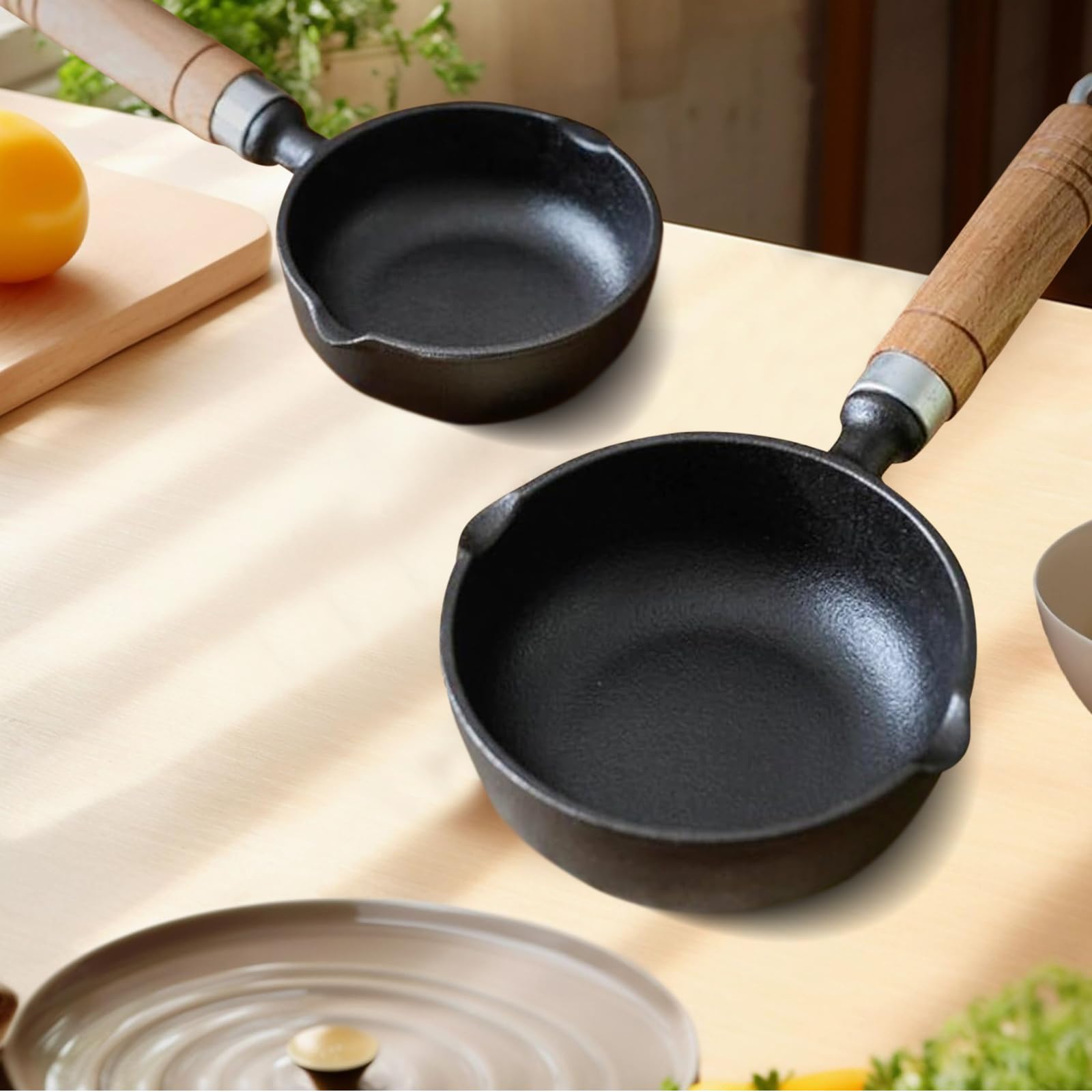 Yuragim Antihaftbeschichtete Mini-Pfanne für ein Ei, 13 cm, Eierpfanne mit Griff, hitzebeständiger Topf, tragbar, Camping, Kochen, Omelett-Pfanne für Gasherd, Induktionsherd