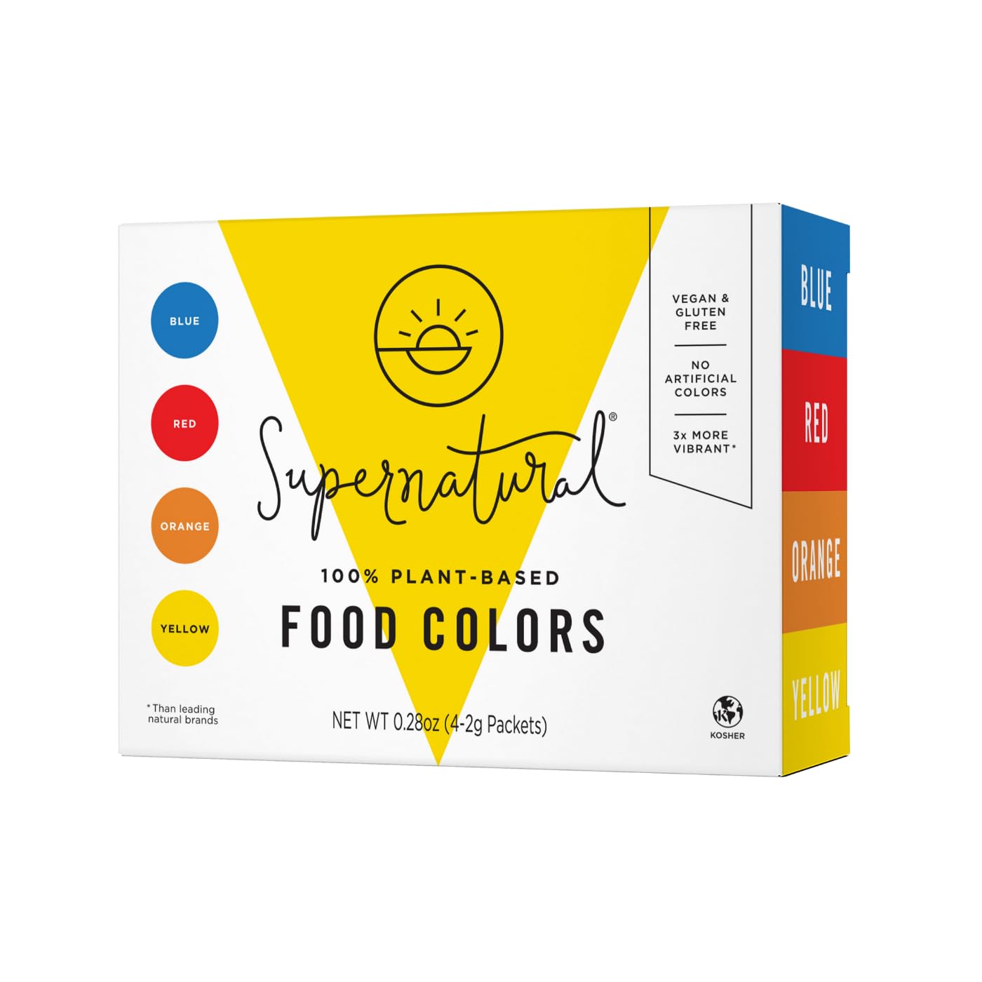 Supernatural 100% Plant-Based Food Colors, 3x More Vibrant, No Artificial Colors, Vegan, Kosher, Gluten Free, 8 Grams, 0.28 Ounce (Pack of 6)