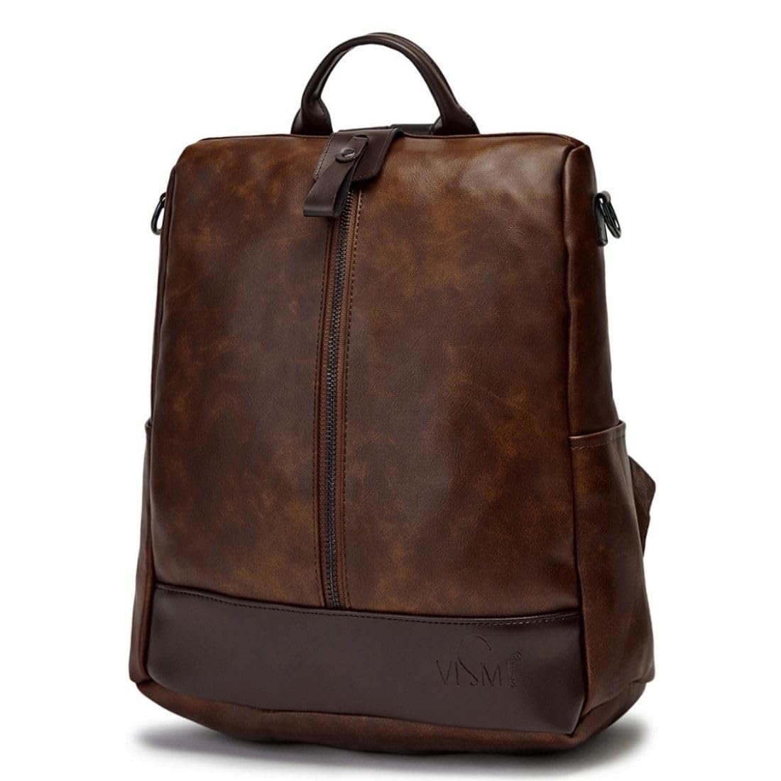 VISMIINTREND Coffee Brown Leather Backpack for Women & Men | Stylish 13 Inch Laptop Bag | College, Office, Travel, Daily Use | Diwali Gift, Birthday Gift for Wife, Sister | Trendy Handbags & Purse
