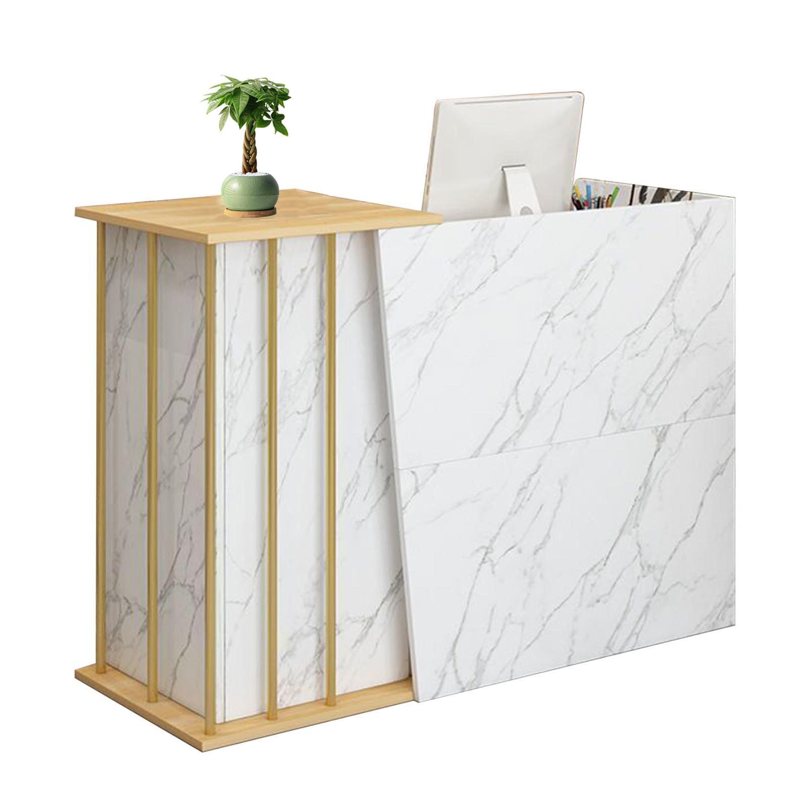 Bancone Reception Piccolo, Bancone Cassa per Negozio, con Cassetti Chiudibili e Spazio di Archiviazione, per Negozi, Azienda(Size:120CM,Color:B)