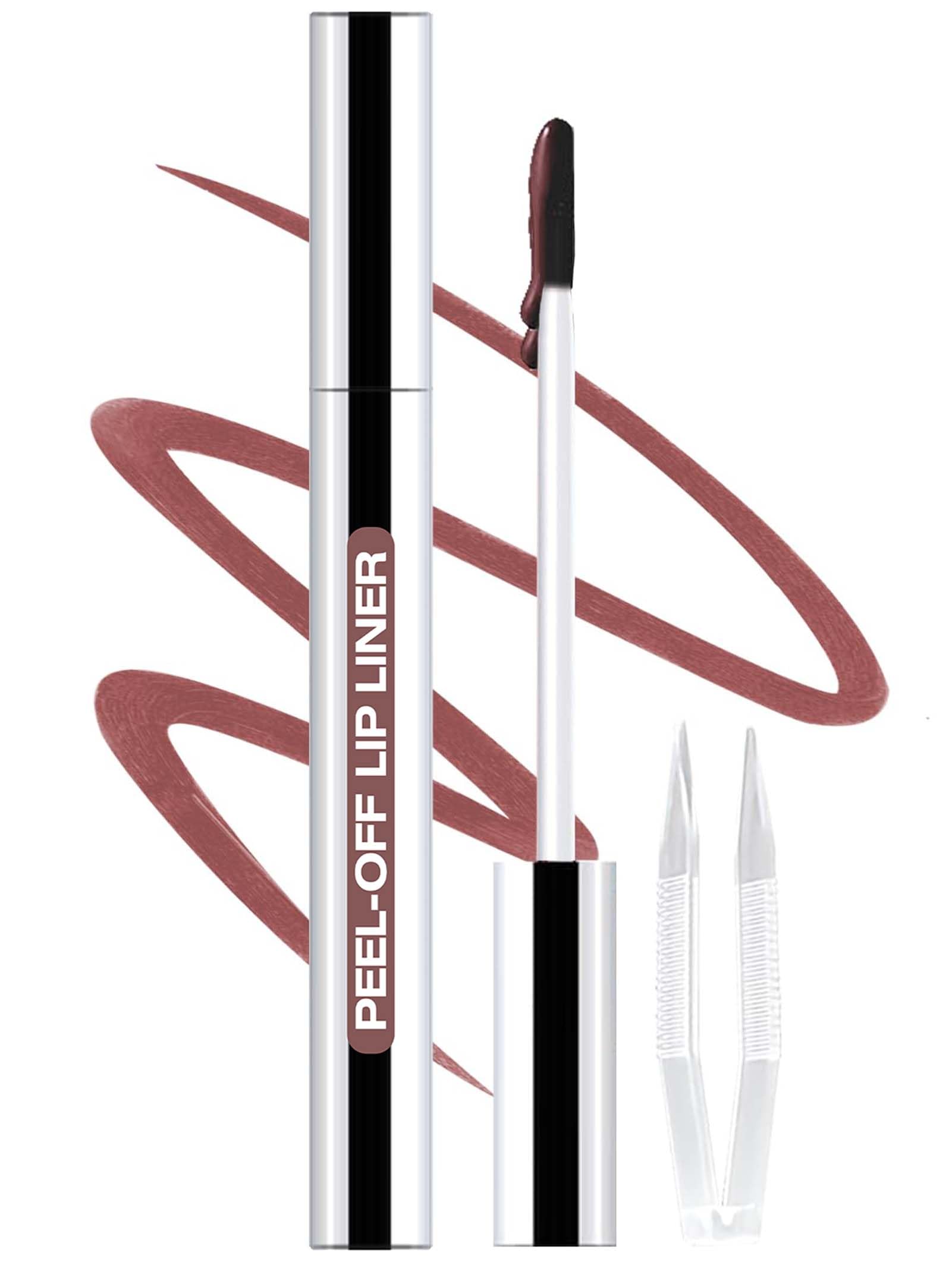 Lip Liner Stain Peel Off with Tweezer, Long Lasting Matte Lip Tattoo, Highly Pigmented Color Lip Tint Makeup, Waterproof, Transfer-proof Lipstain for Women, for All Skin Types