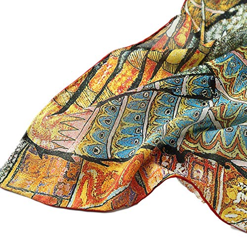 Long Crepe Silk Scarf Classic Art Print3