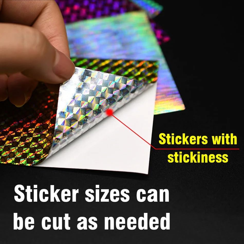 Juego de 4 pegatinas holográficas reflectantes para señuelos miniatura 3
