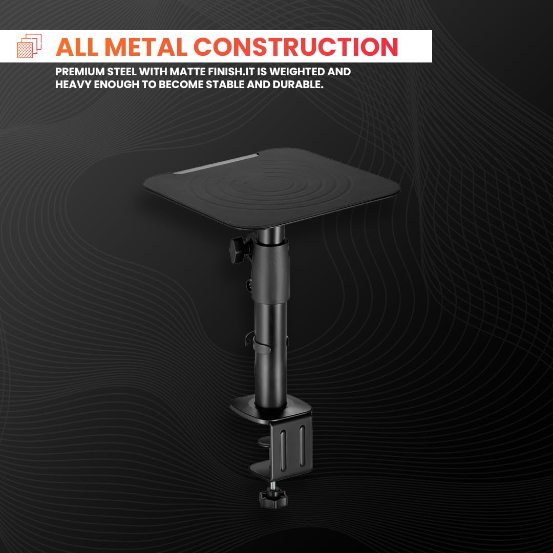 Audio Array AA-21 Desktop Mount Speaker Stands | 15KG Capacity | Height, Tilt & Rotation Adjustable | Smart Cable Management | for Sound Editing, Gaming, Music Production | Black (Set of 2) - Image 6 thumbnail