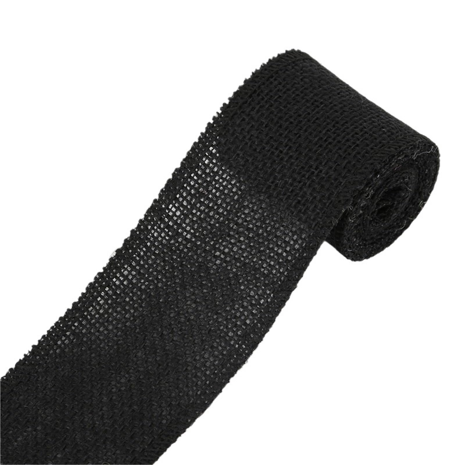 Burlap Fabric Roll 2M Width 6cm Colorful Natural Jute Burlap Ribbon Fabric Hessian Trims Tape Rustic Wedding Flower Party Decoration(Black)