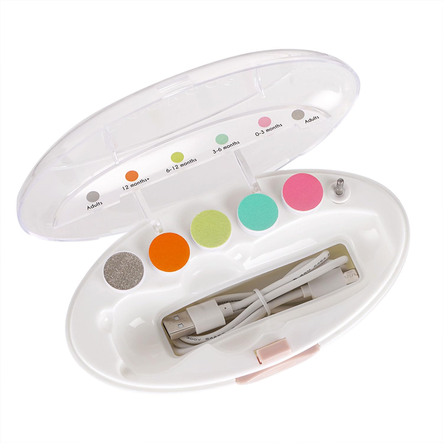 Haakaa Happii Bear - Juego de cortaúñas recargable – Cortauñas eléctrico para bebé – Cortauñas para bebé/lima de uñas para bebé – Silencioso y luces LED