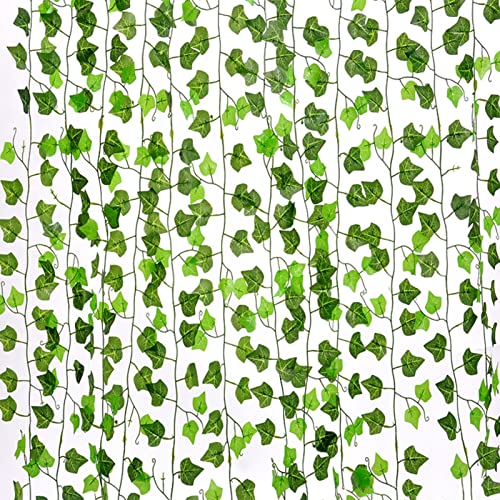 Lot de 12 vignes de guirlande de lierre artificiel, rotin décoratif pour décoration intérieure et extérieure, mariage, cuisine, jardin, bureau Cover