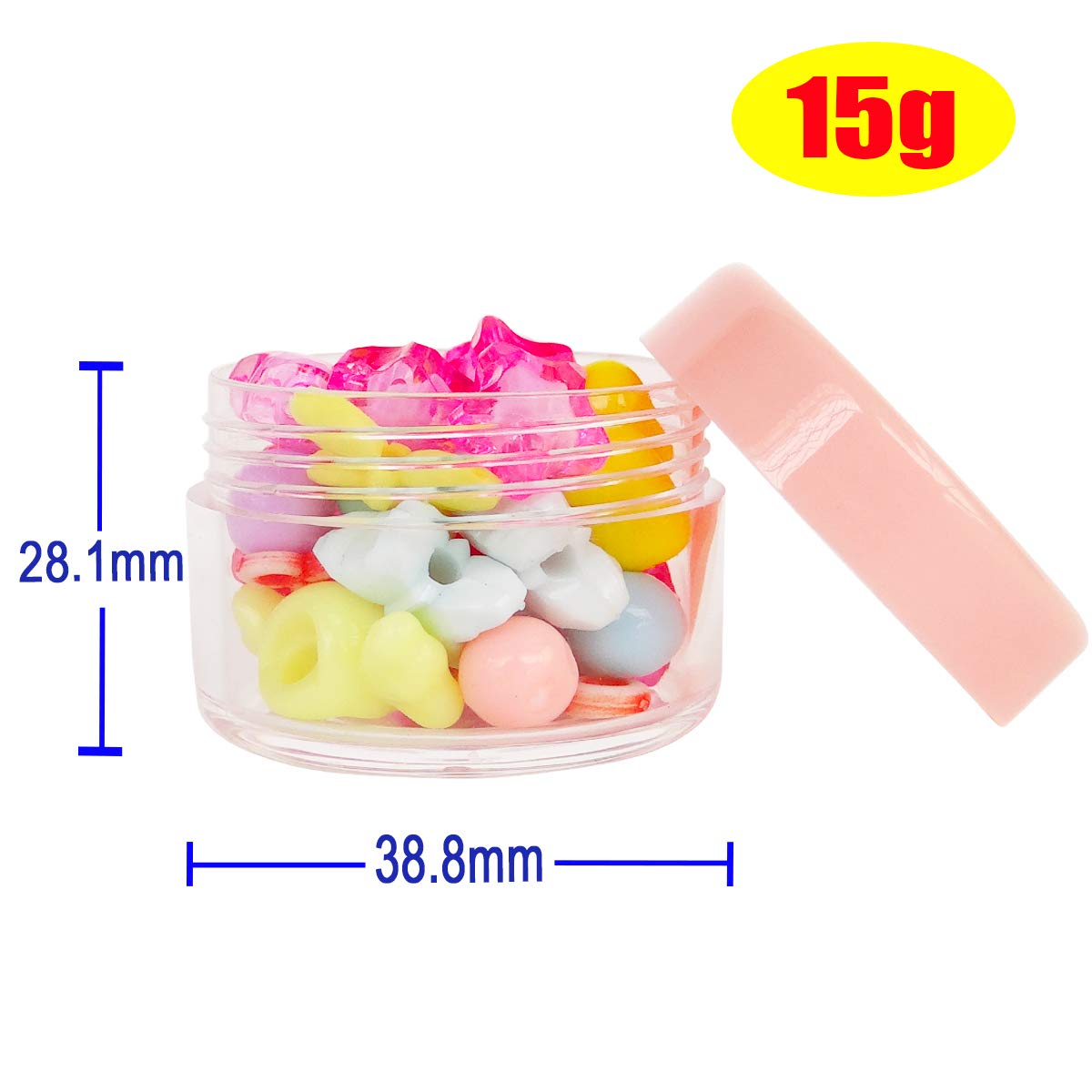 Wopanxye 20pcs 15 Gram 15ml Makeup Jars, Small Plastic Cosmetic Sample Empty Container, Plastic Round Pot Screw Cap Lid - Image 2