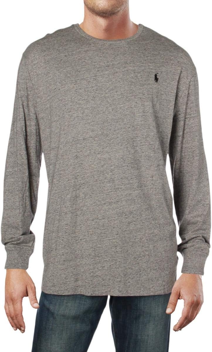 Polo Ralph Lauren Men's Crew Neck Long Sleeve Tee, Davk Vintage Heather, Large
