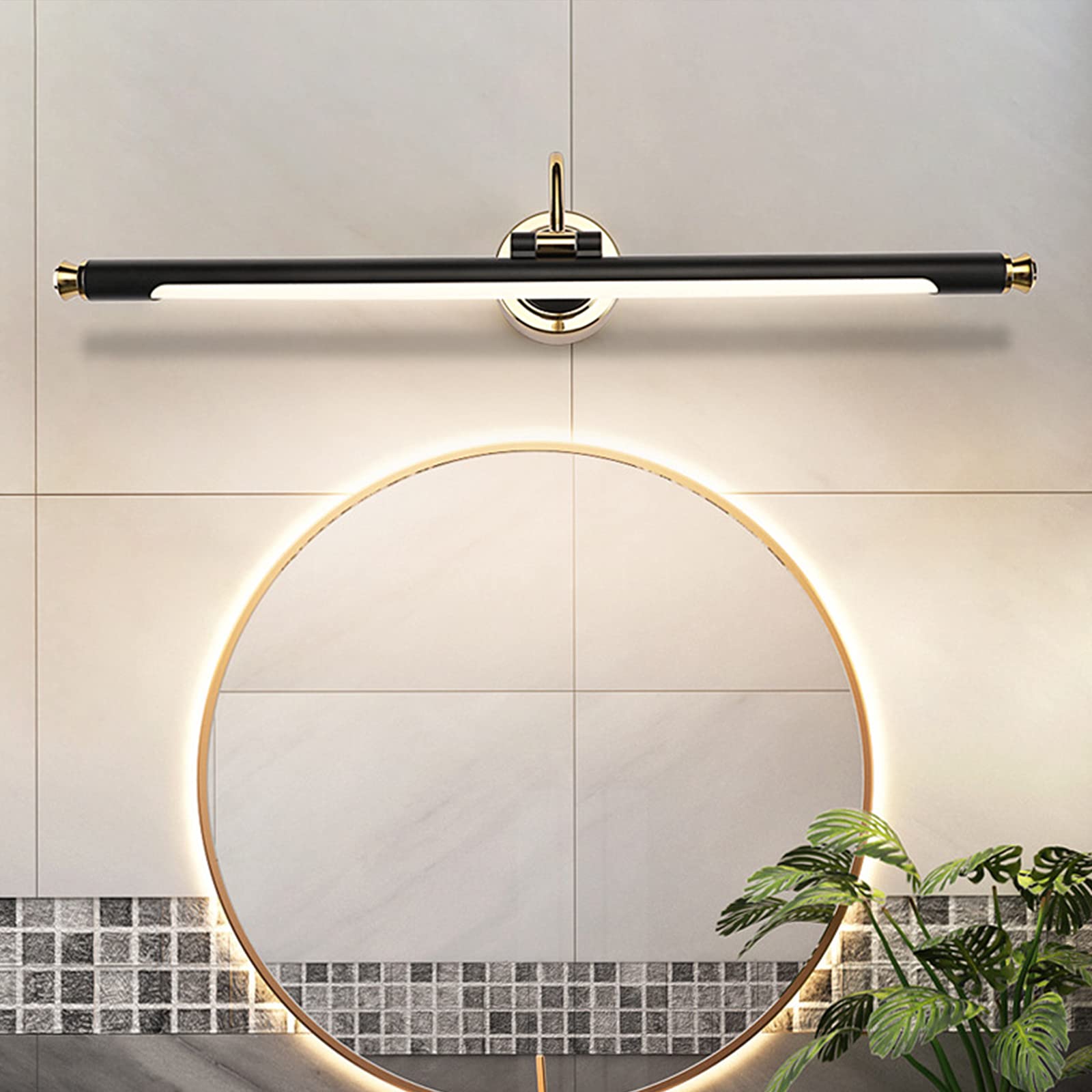 Złota lampa ścienna LED do lustra łazienkowego, lampa ścienna w stylu vintage, z obrotowym ramieniem, przednie lustro, wodoodporne oświetlenie do makijażu IP44, oświetlenie łazienkowe 4000 K