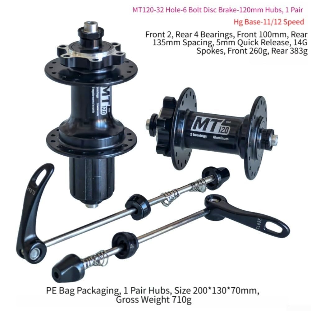 Buje Bicicleta Aluminio 32 Agujeros 11/12V QR Disco 6 Tornillos