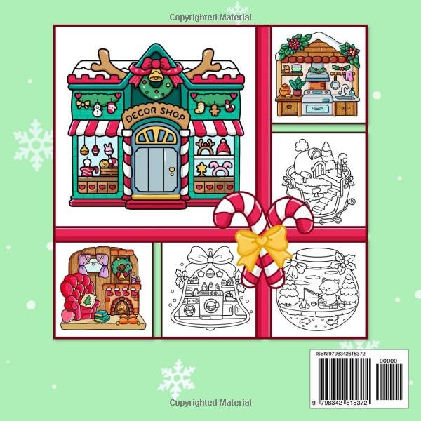 Xmas Corner: Coloring Book for Adults and Teens Featuring Christmas Scenes and Pocket Spaces, Cute and Easy Designs for Relaxation and Stress Relief (Cozy Xmas) image 3